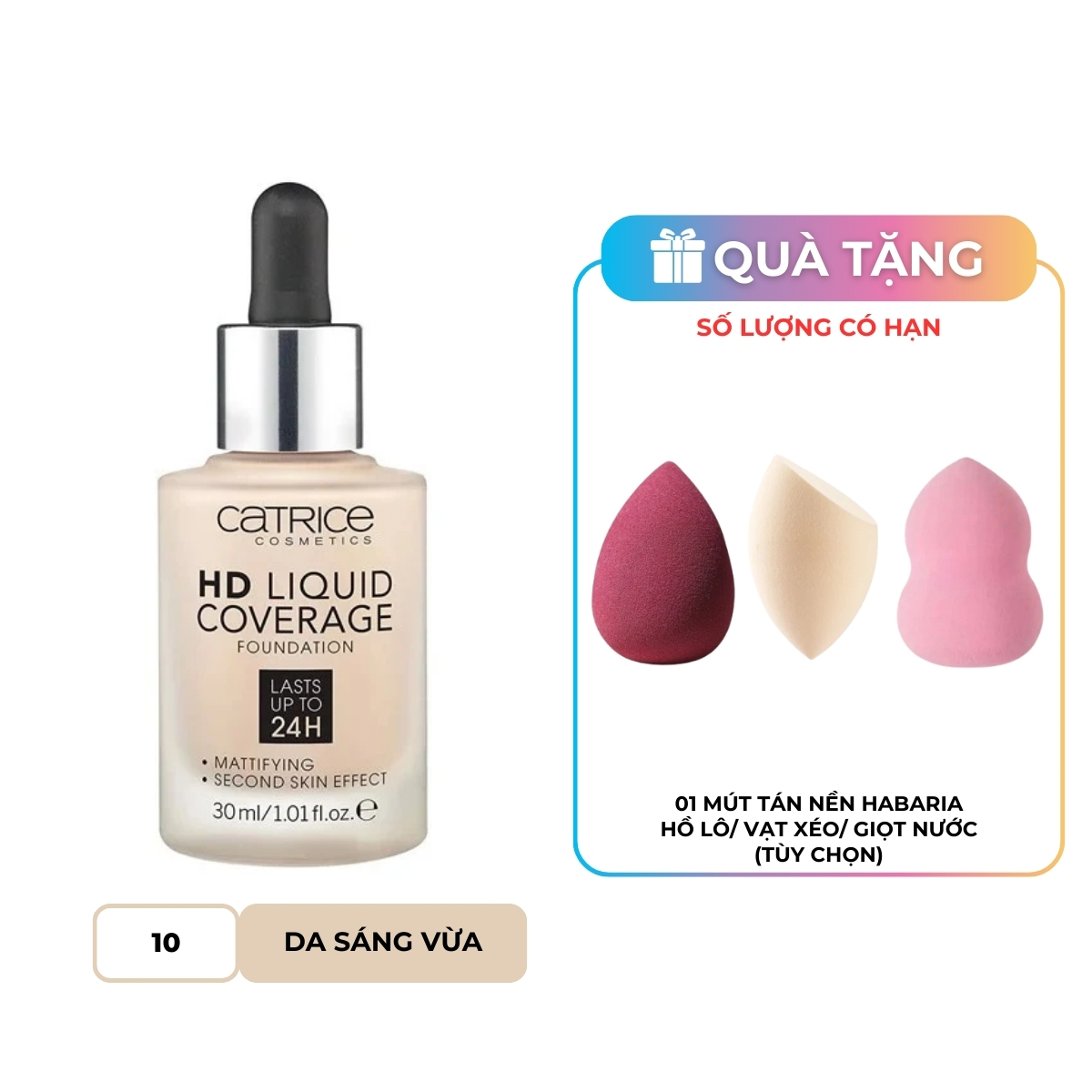 Kem Nền Catrice HD Liquid Coverage Foundation 10 30ml