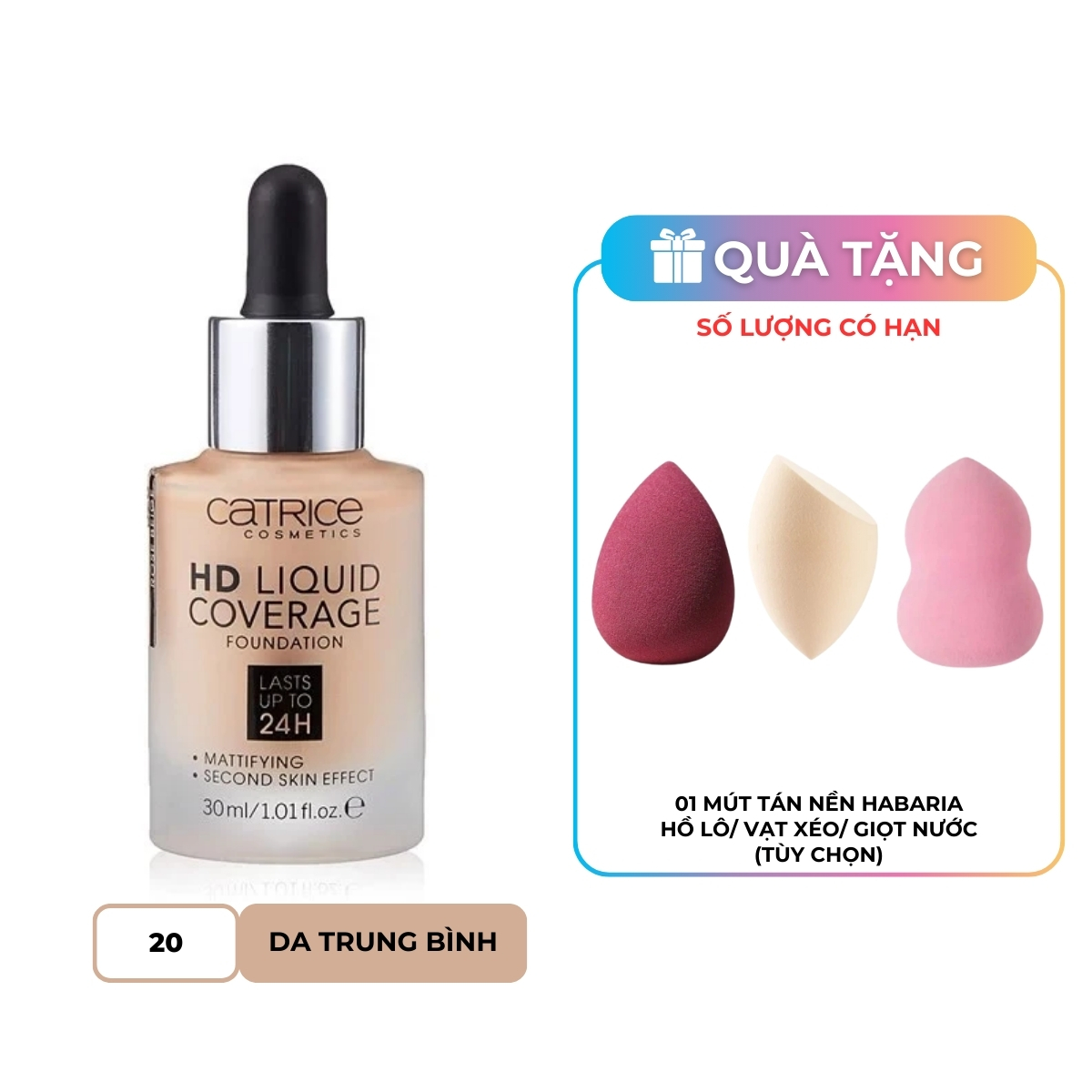 Kem Nền Catrice HD Liquid Coverage Foundation 20 30ml
