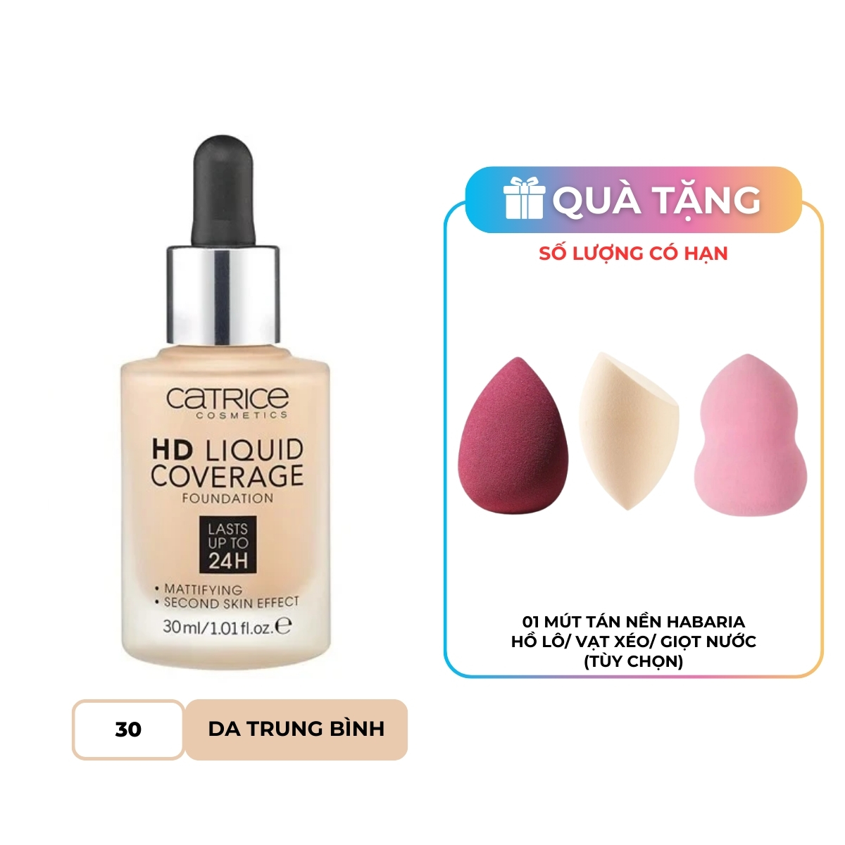 Kem Nền Catrice HD Liquid Coverage Foundation 30 30ml