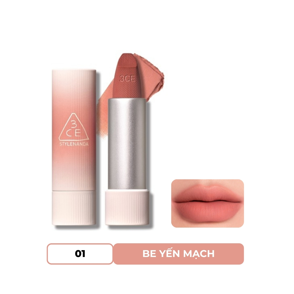 Son Thỏi 3CE Cashmere Hug Lipstick #01 Oat