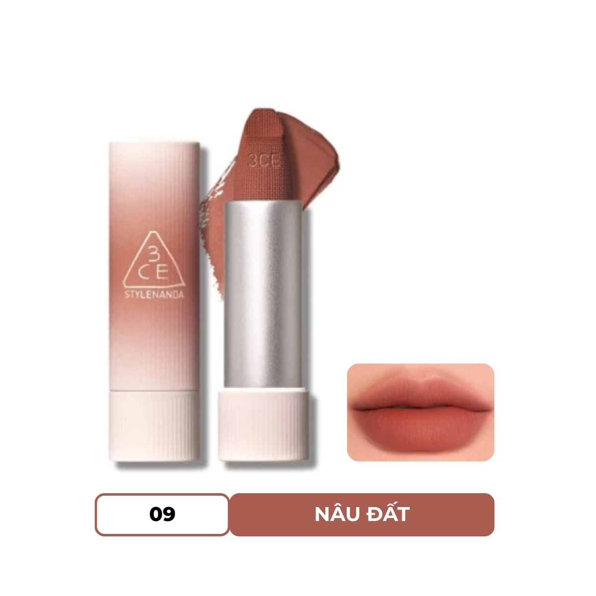 Son Thỏi 3CE Cashmere Hug Lipstick #09 Taupe Beige