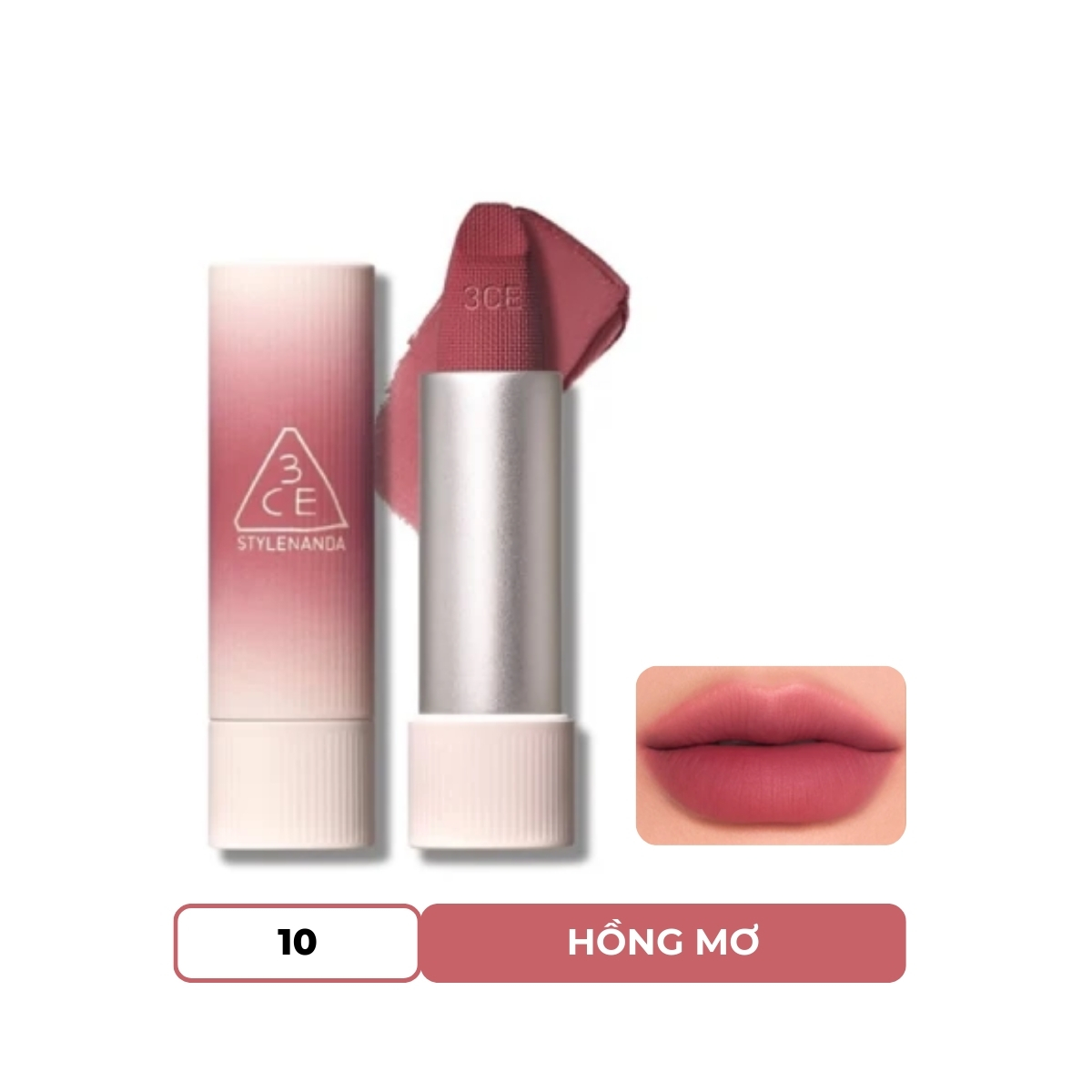 Son Thỏi 3CE Cashmere Hug Lipstick #10 Dreamy