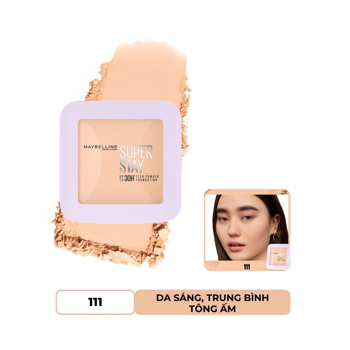 Phấn Phủ Maybelline Dạng Nén Super Stay Up To 30H Flex - Màu 111