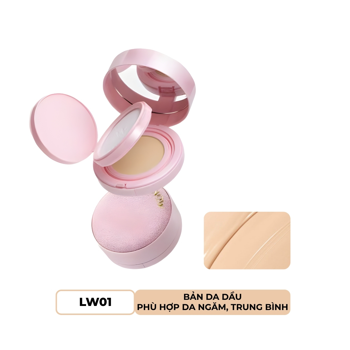 Phấn Nước Menow Kèm Phấn Phủ 2in1 Dành Cho Da Dầu Màu LW01