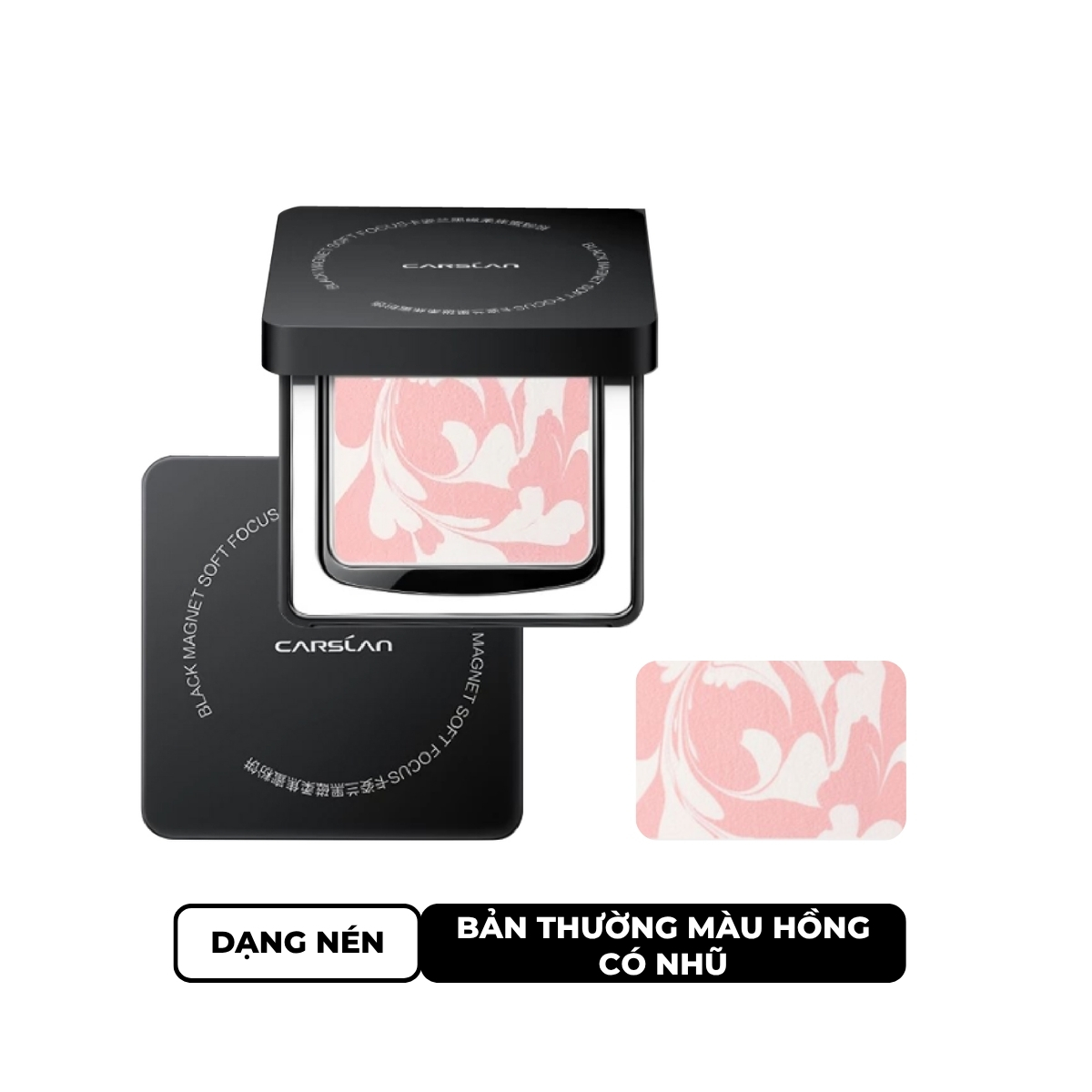 Phấn Phủ Carslan 2.0 Dạng Nén Black Magnet Soft Focus Powder #02 Hồng Có Nhũ