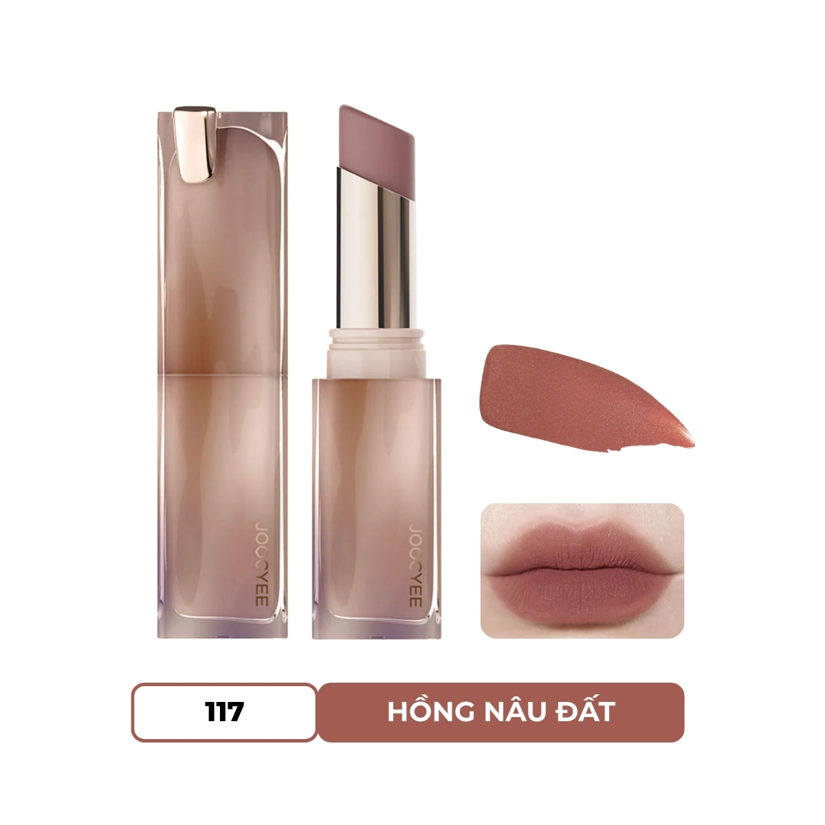 Son Thỏi Joocyee Mịn Lì Muddy Rouge #117 Cardamom Echo