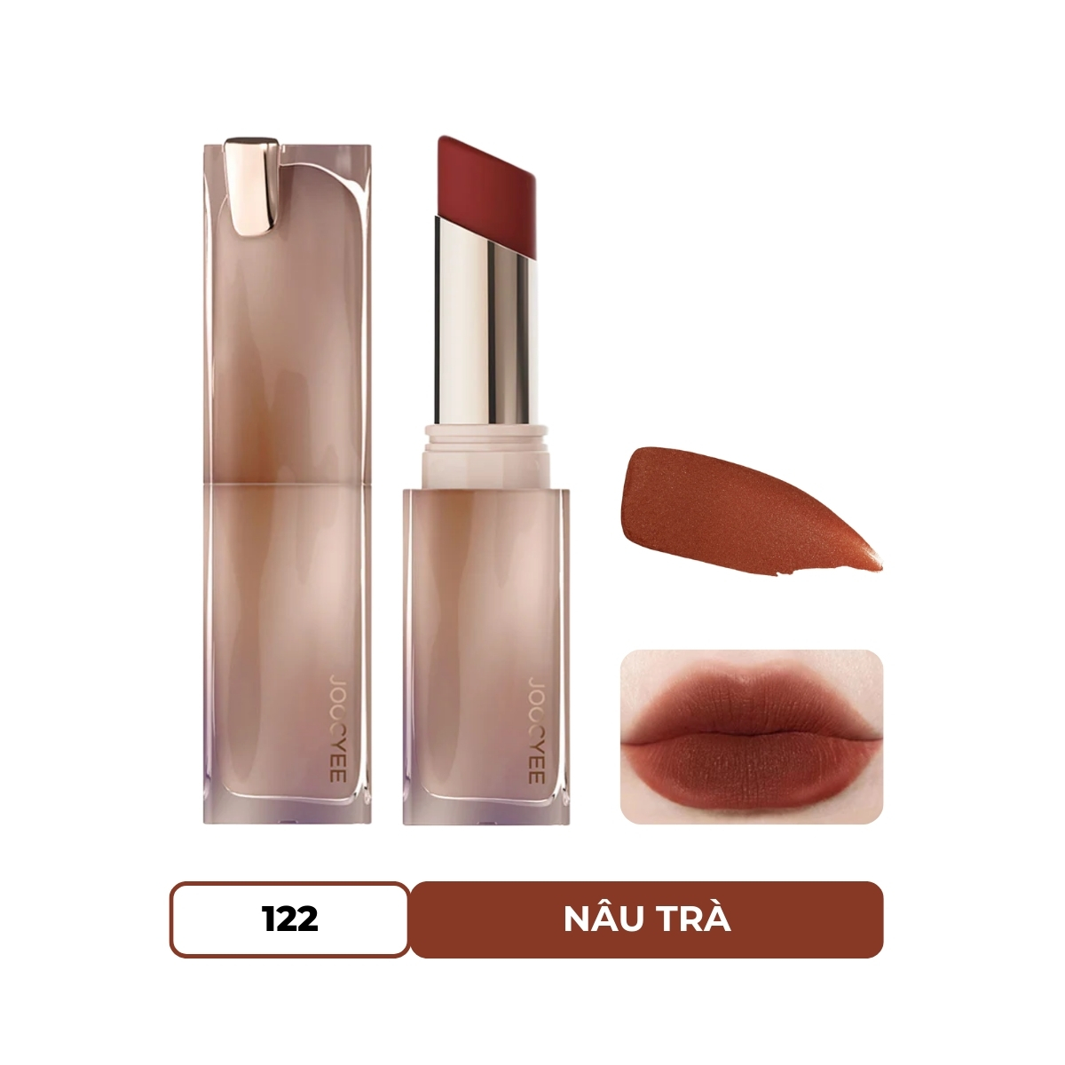 Son Thỏi Joocyee Mịn Lì Muddy Rouge #122 Free Tea Brown