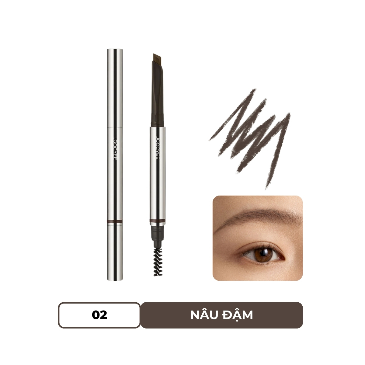Chì Kẻ Mày Joocyee Kháng Nước Lâu Trôi #02 Nâu Đậm