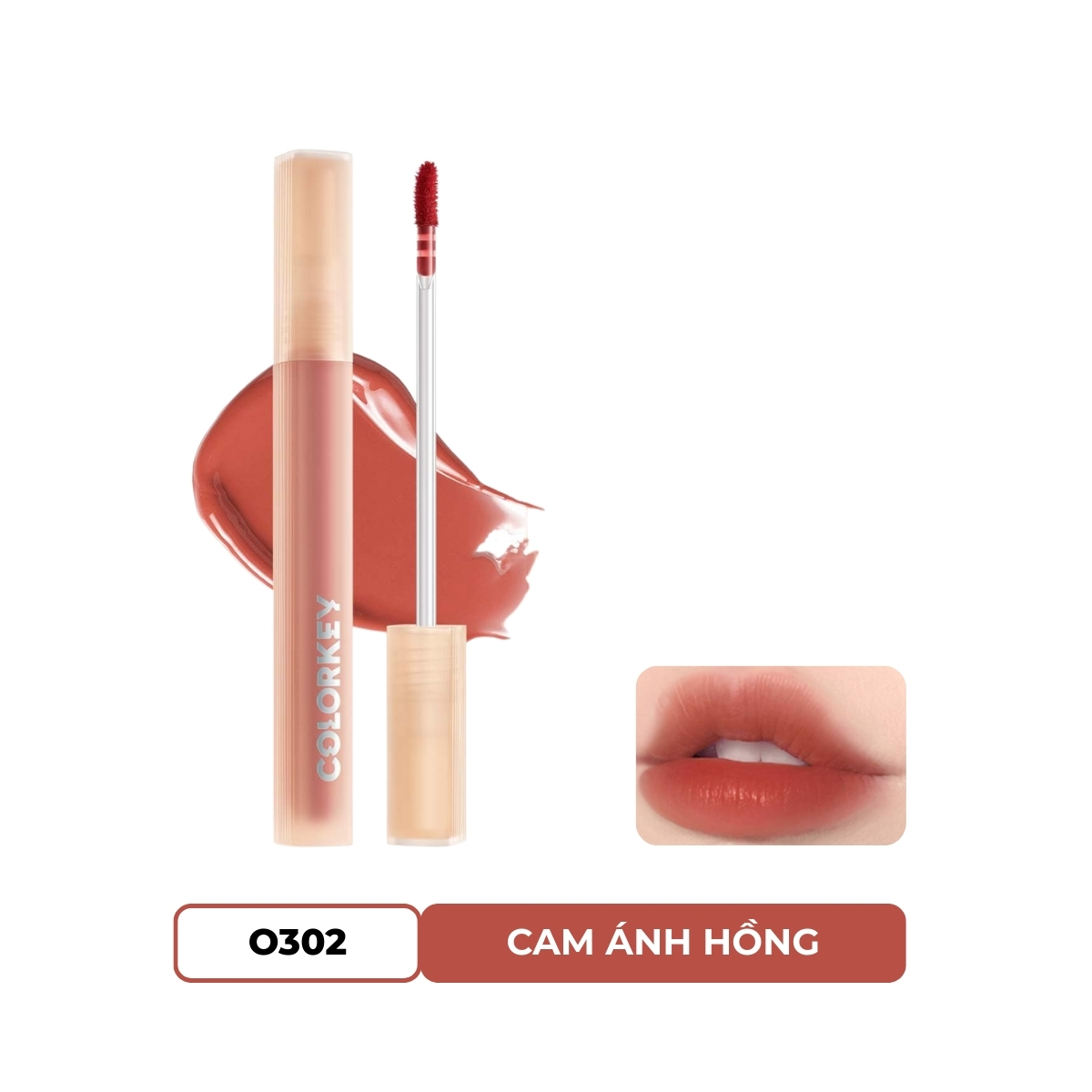 Son Tint Colorkey Soft Matte Water Tint O302 Cam Ánh Hồng