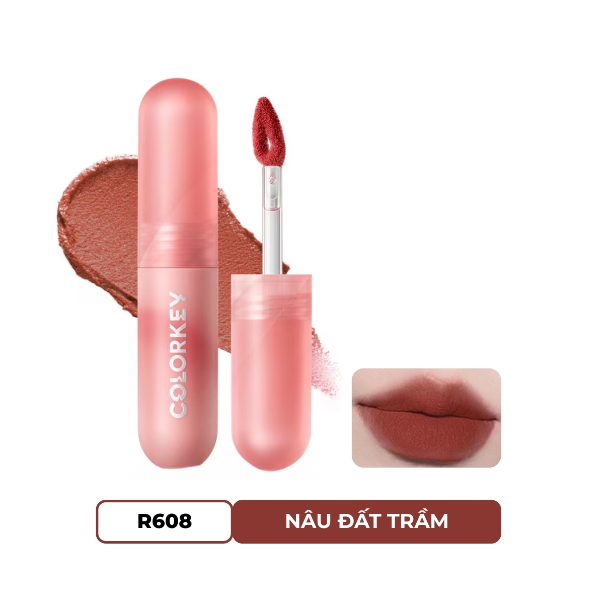 Son Kem Colorkey Mousse Lip Mud Matte #R608  Reddish Brown