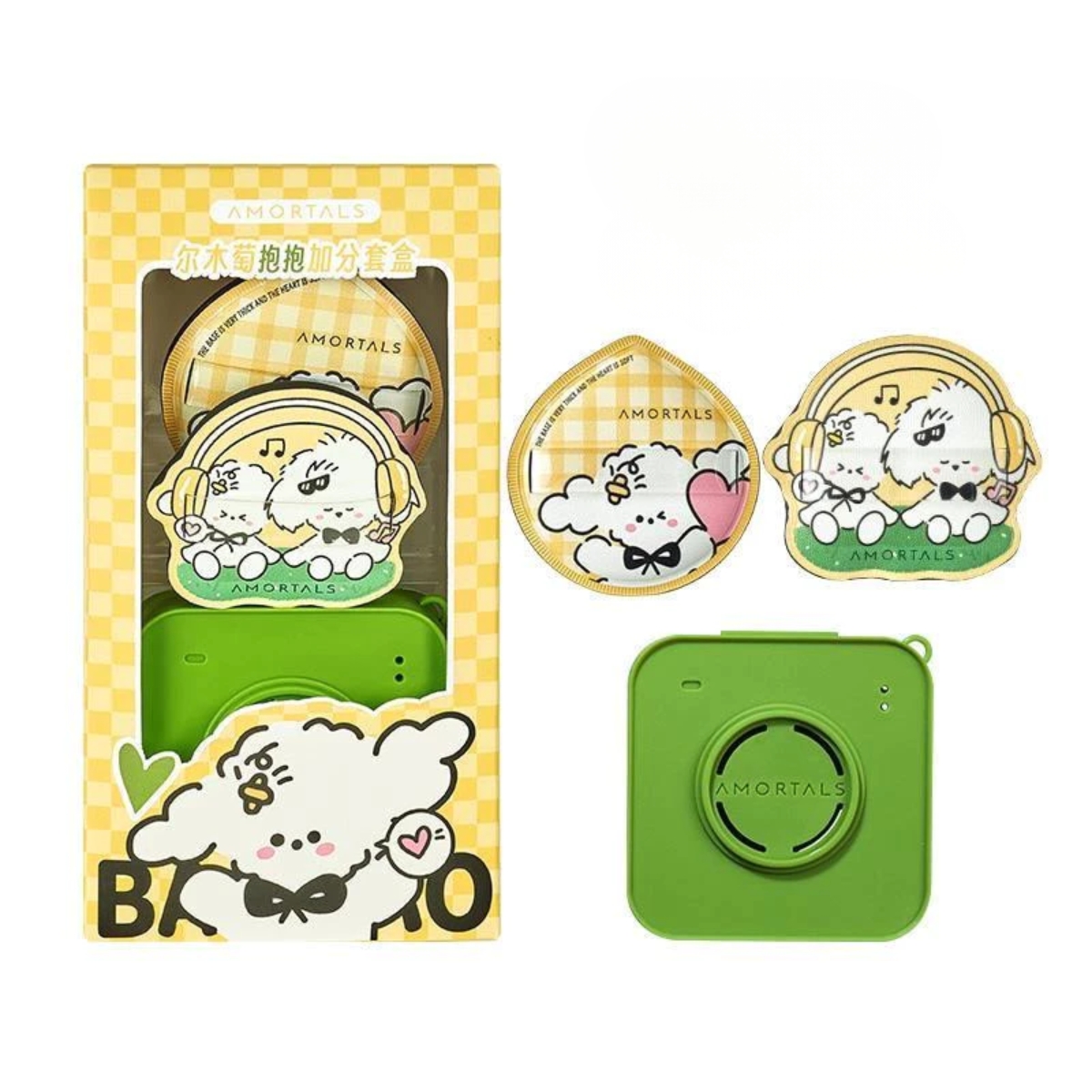 Set Bông Mút Amortals Porder Puff Suit Extra Box (2 Bông Phấn Size XL + 1 Hộp Bảo Quản)