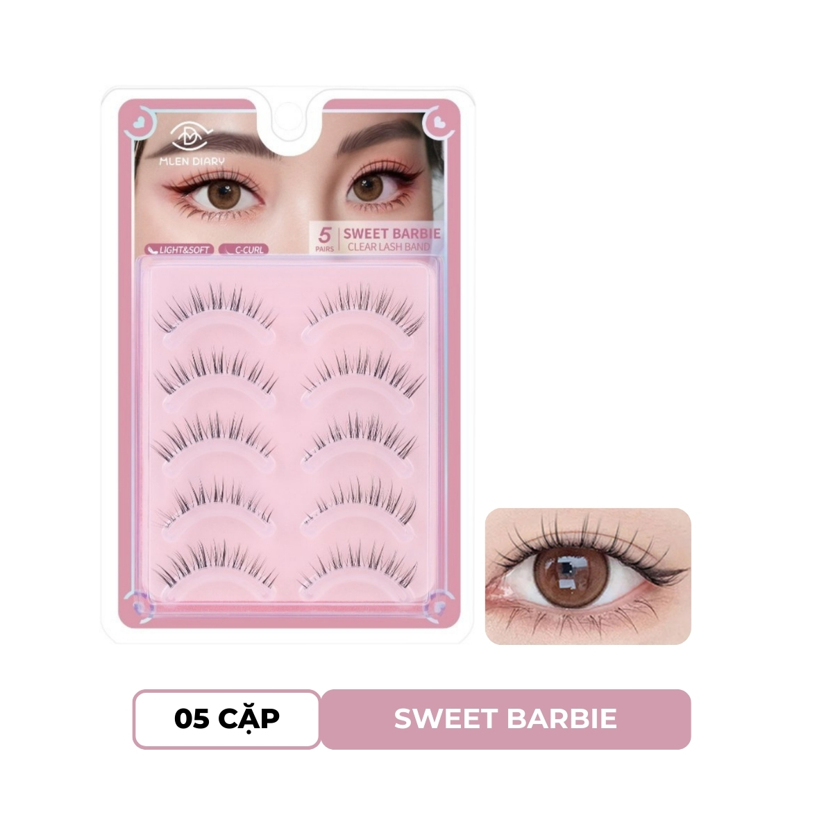 Mi Giả Mlen Diary Strips Lashes Giả Gân Trong Suốt - Sweet Barbie