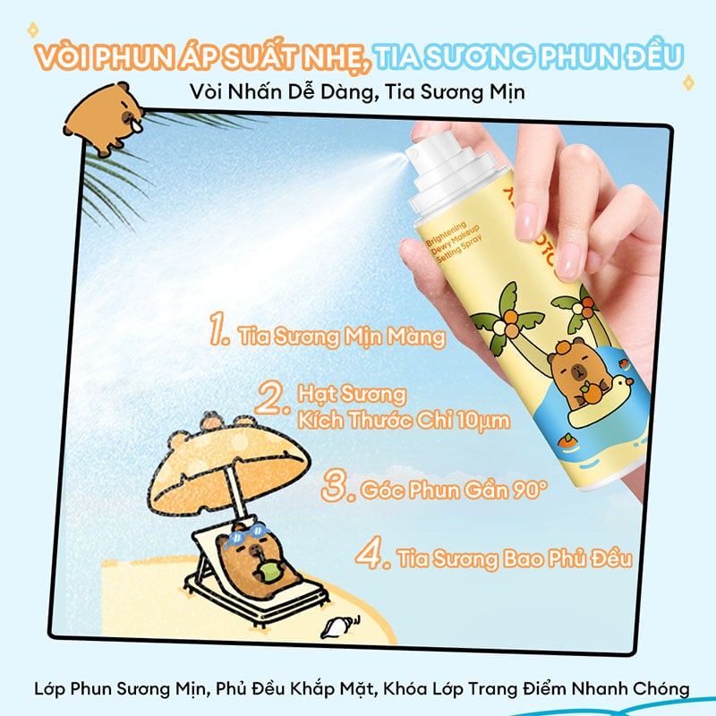 Xịt Khóa Nền Colorkey Brightening Dewy Makeup Setting Spray 100ml (Capybara Edition)