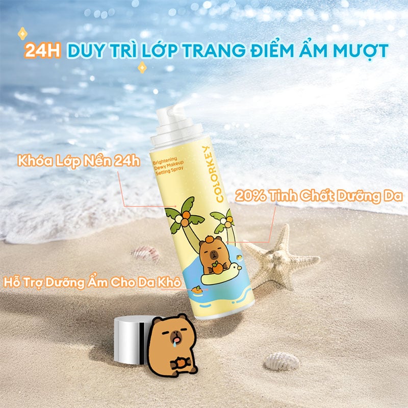 Xịt Khóa Nền Colorkey Brightening Dewy Makeup Setting Spray 100ml (Capybara Edition)