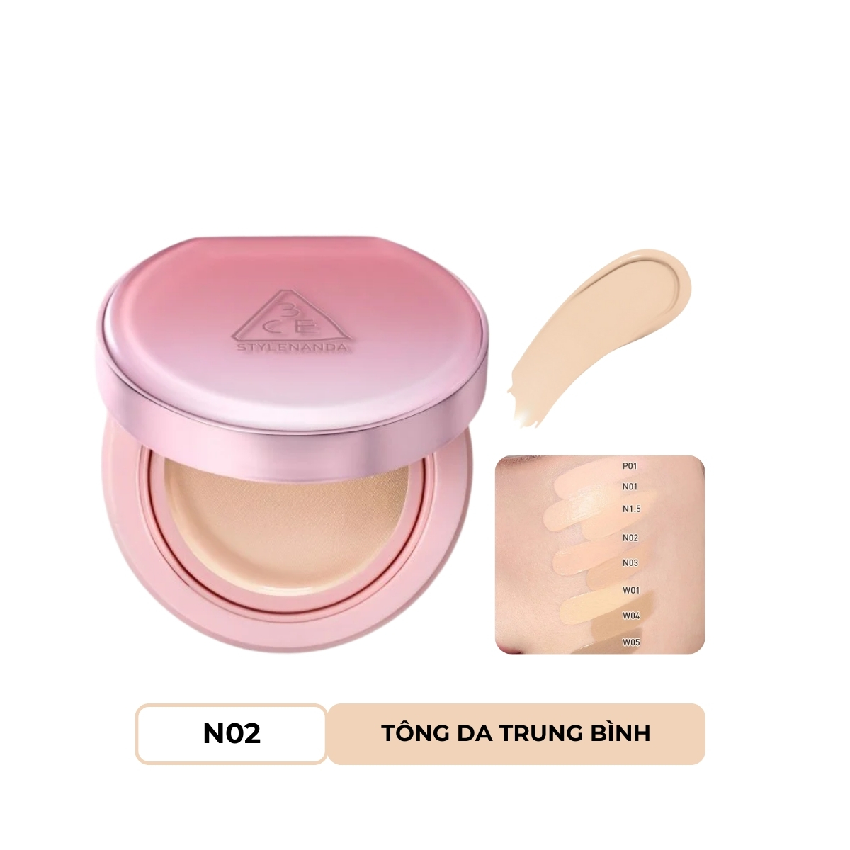 Phấn Nước 3CE Fitting Mesh Cover Cushion 11g - N02