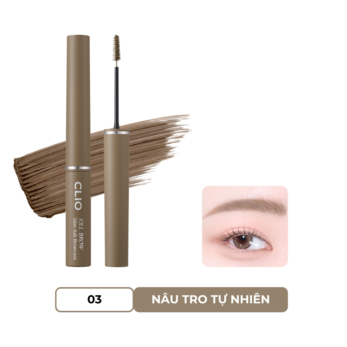 Mascara Lông Mày Clio Kill Brown Slim Ash Browcara #03 Natural Ash