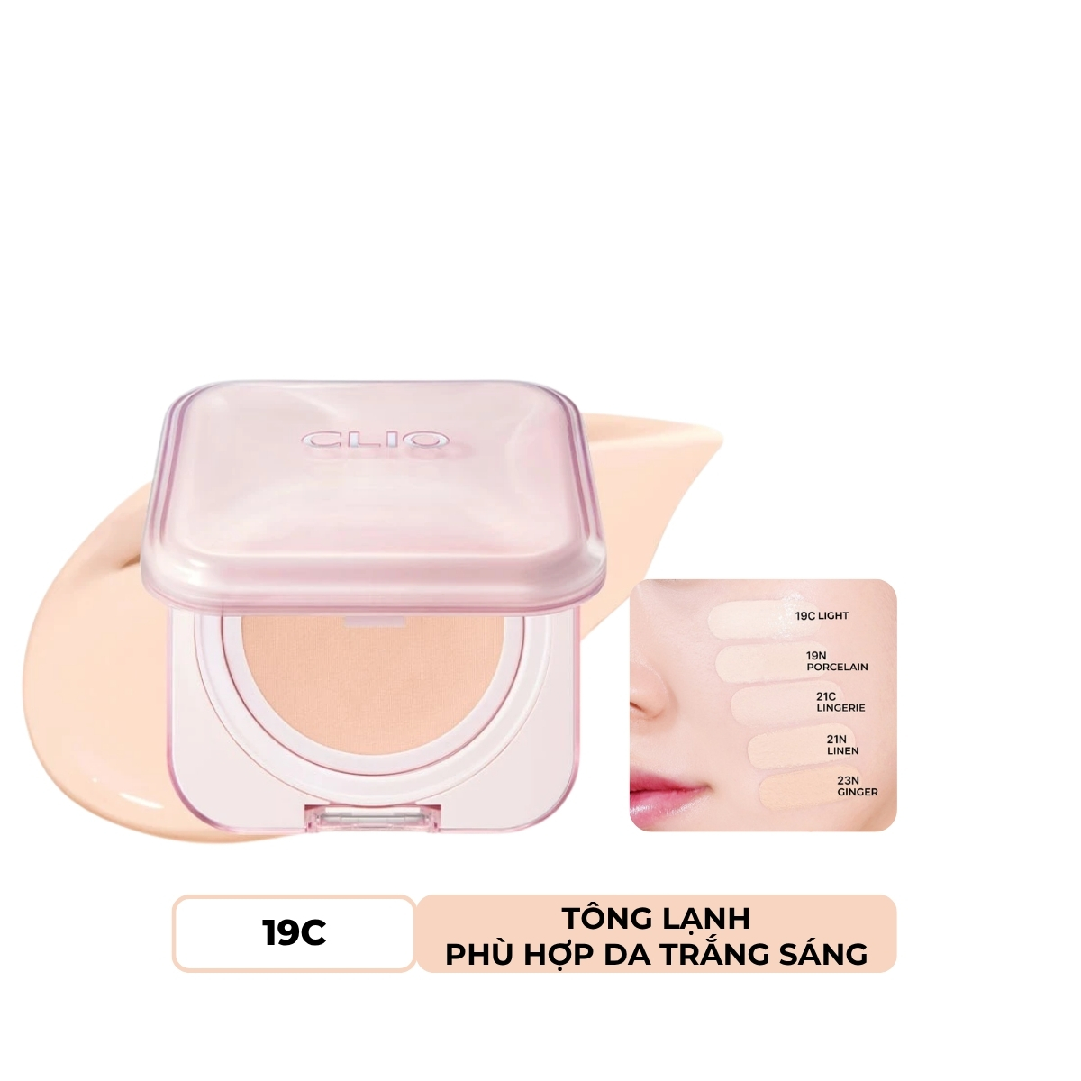 Phấn Nước Clio Kill Cover Mesh Glow Essential - 19C Light