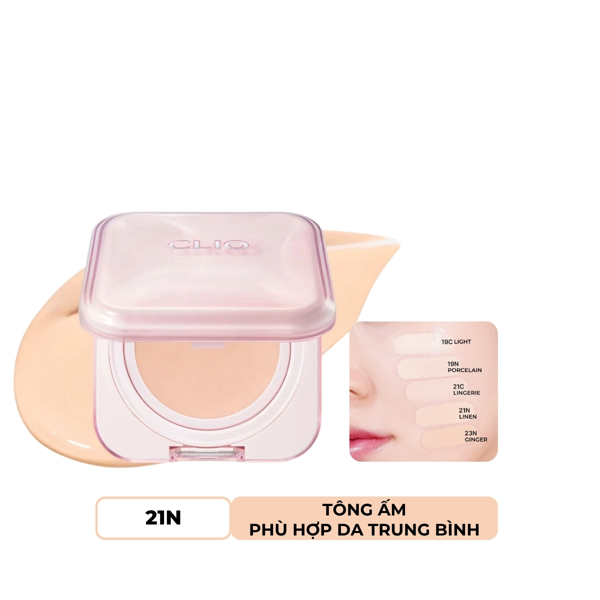 Phấn Nước Clio Kill Cover Mesh Glow Essential - 21N Linen
