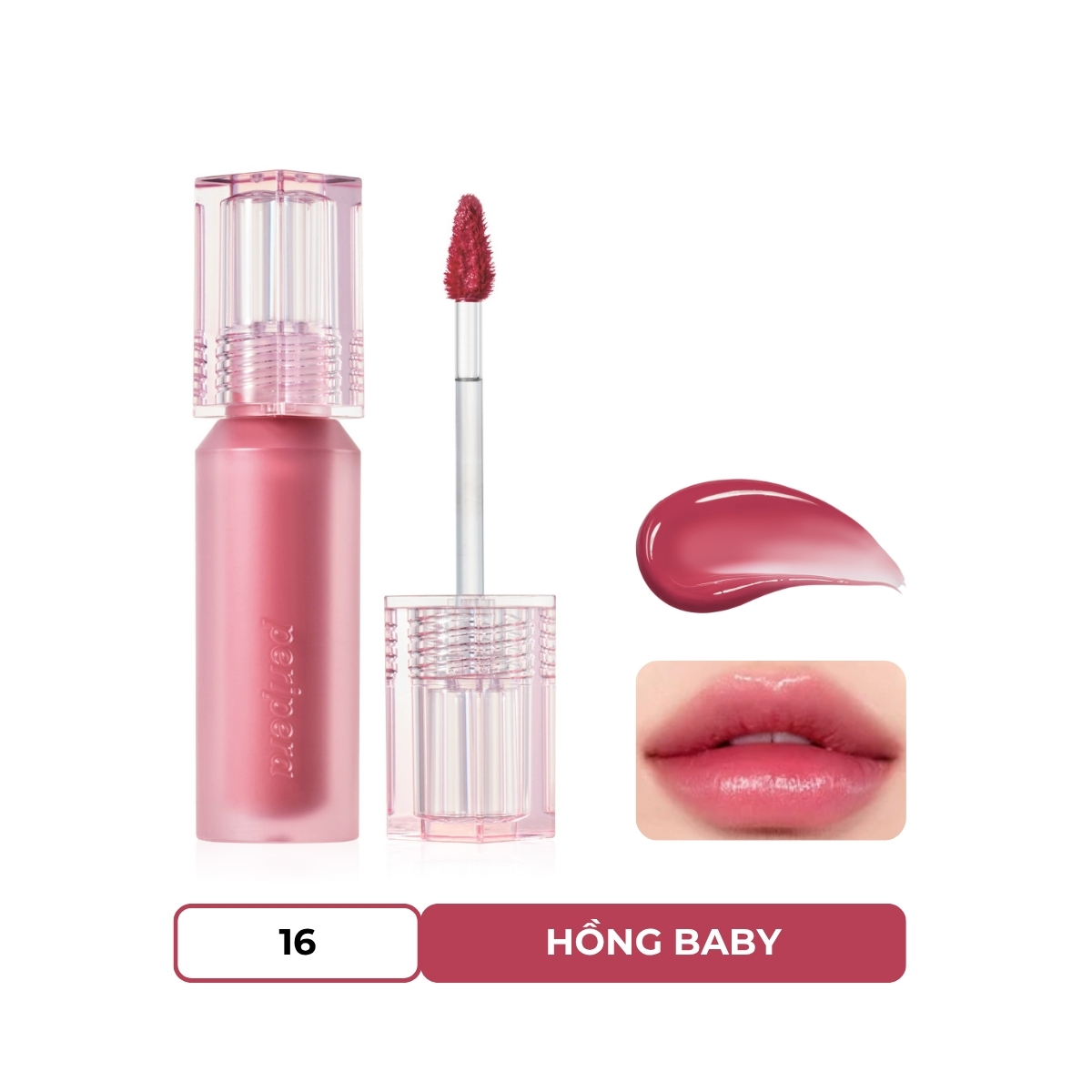 Son Tint Peripera Water Bare Tint 3.7g Màu #16 Cute Pink