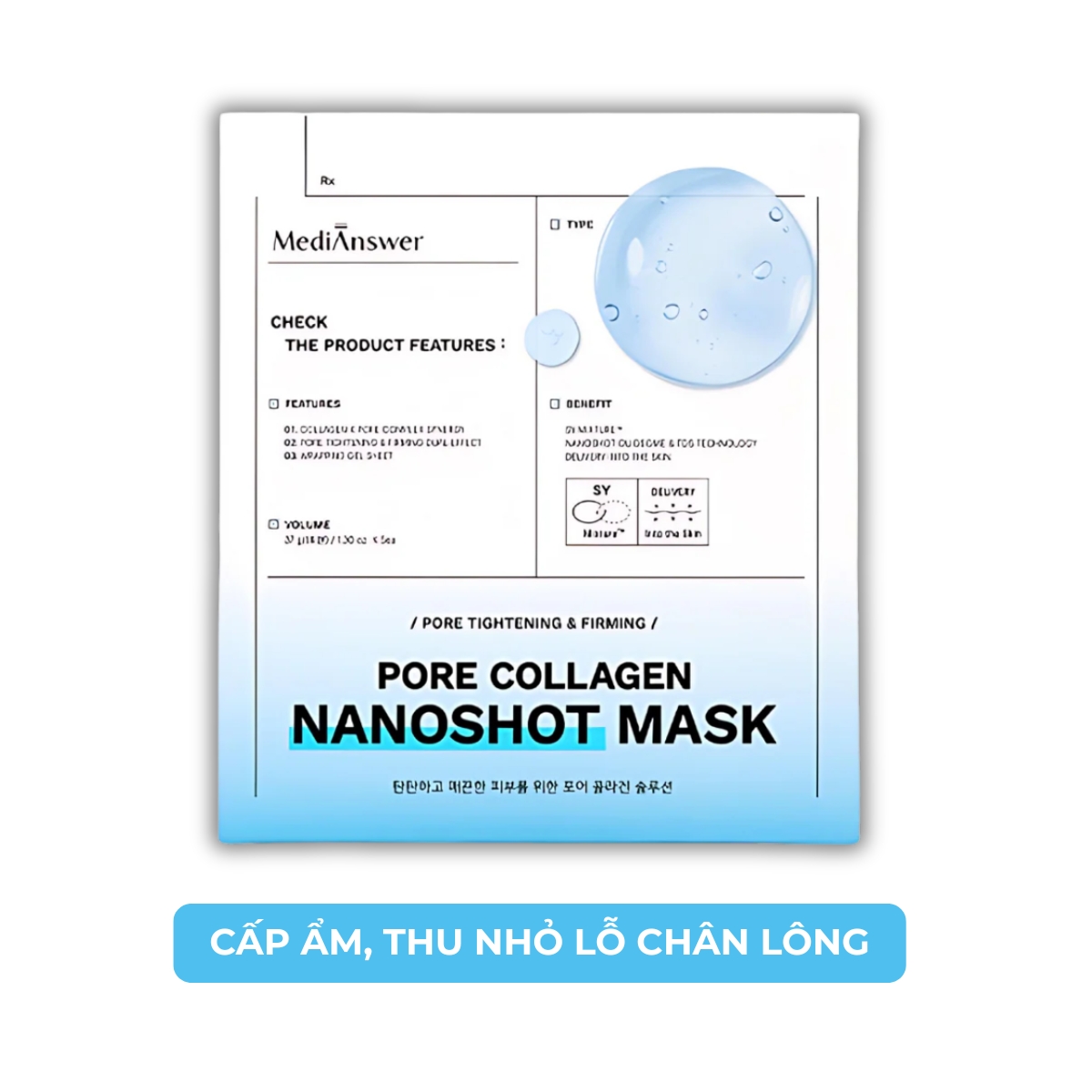 Mặt Nạ MediAnswer Dạng Thạch Pore Collagen NanoShot Mask - Xanh