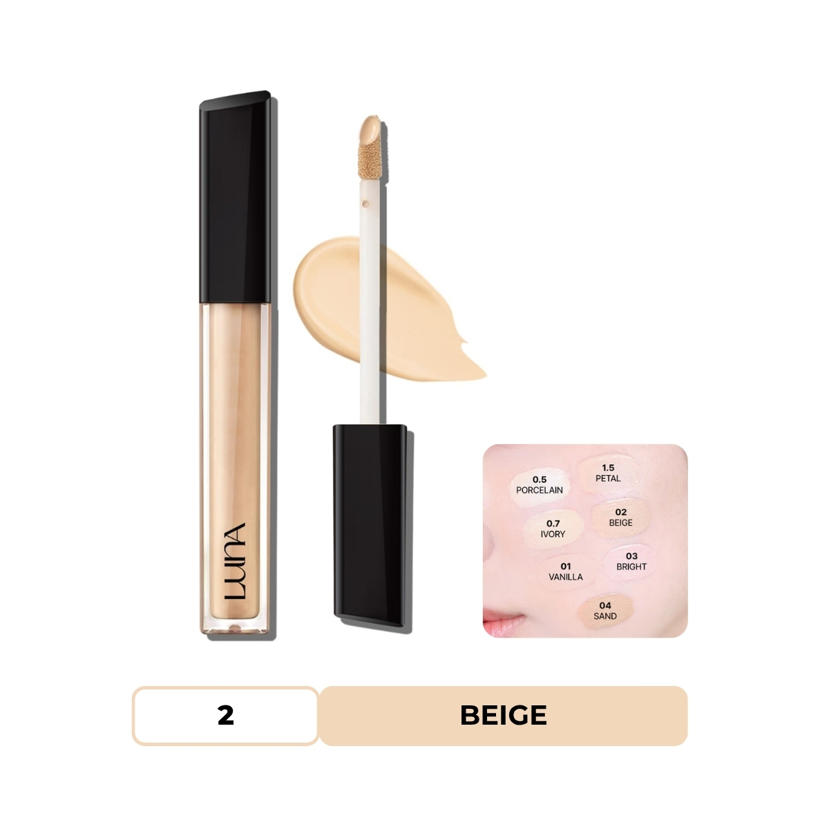 Che Khuyết Điểm Luna Long Lasting Tip Concealer Cover-fit SPF34 PA++ #02 Beige