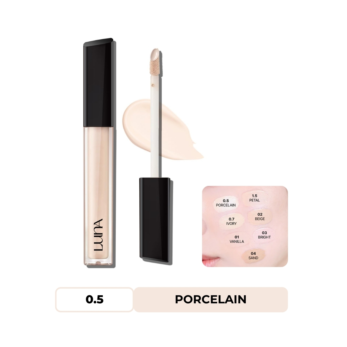 Che Khuyết Điểm Luna Long Lasting Tip Concealer Cover-fit SPF34 PA++ #0.5 Porcelain