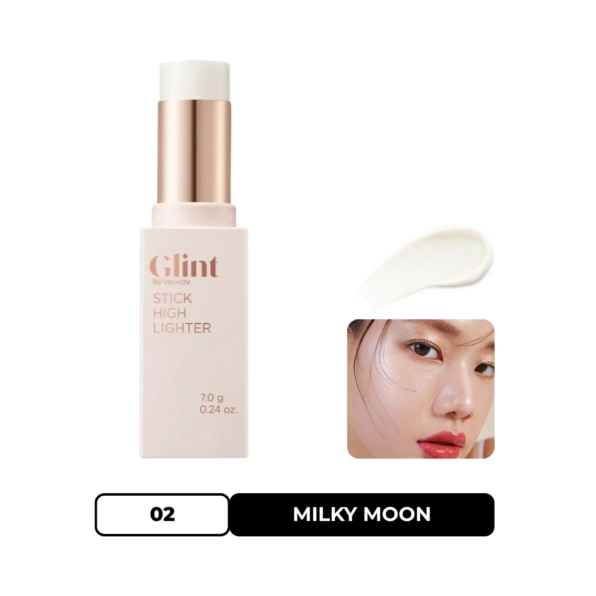 Phấn Bắt Sáng Glint By Vdivov Stick Highlighter (Dạng Thỏi) #02 Milky Moon
