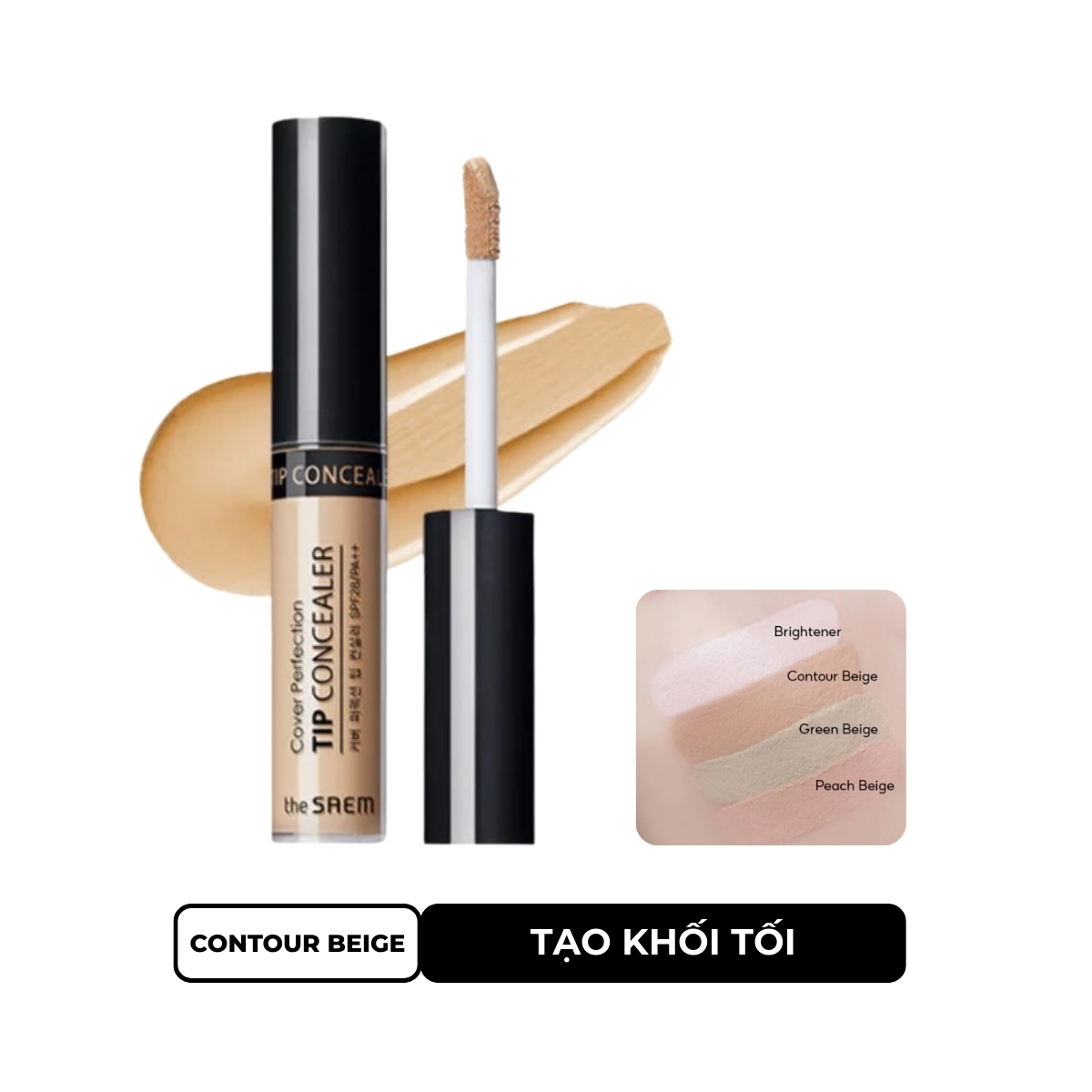 Che Khuyết Điểm The Saem Cover Perfection Tip Concealer SPF28/PA++ - Contour Beige (Tạo khối tối)