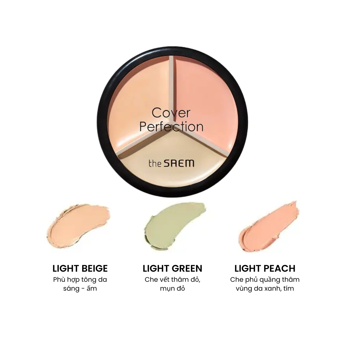Che Khuyết Điểm The Saem Cover Perfection Triple Pot Concealer #03 Correct Up Beige