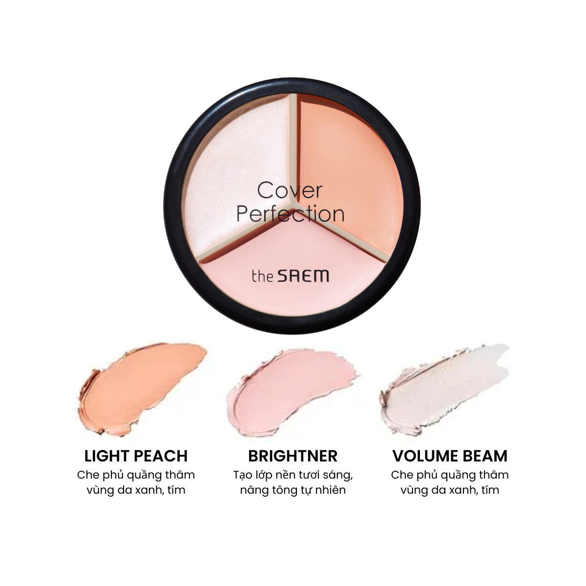 Che Khuyết Điểm The Saem Cover Perfection Triple Pot Concealer #05 Dark Up Beige