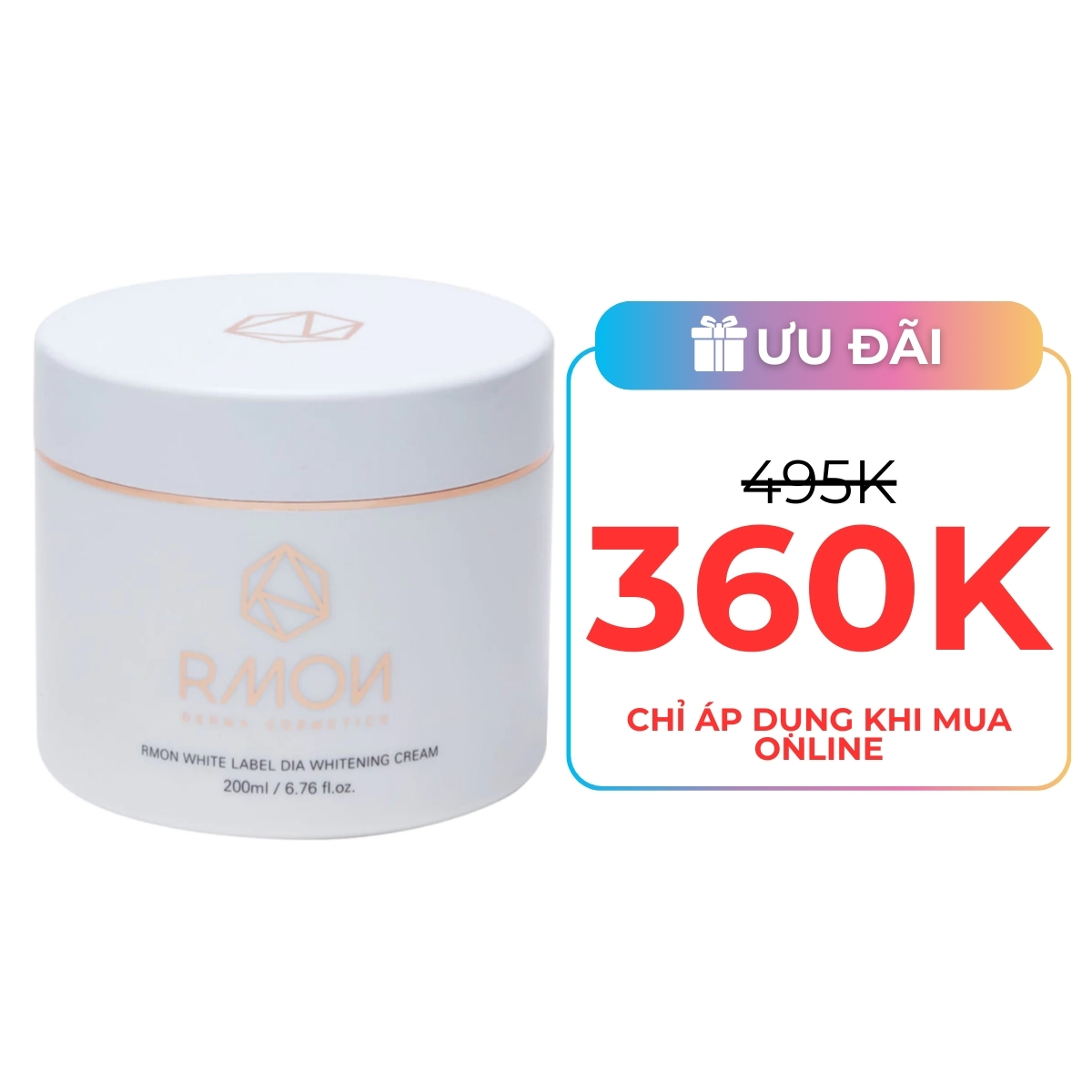 Kem Dưỡng Trắng Da Body Rmon White Label Dia Whitening Cream 200ml