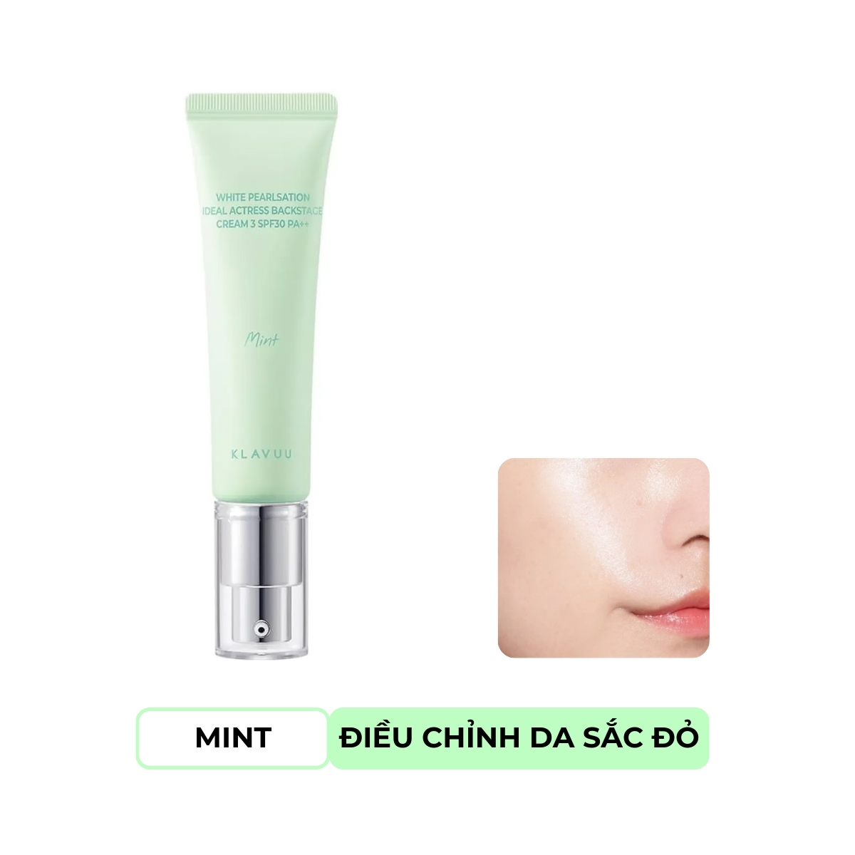 Kem Lót Klavuu White Pearlsation Ideal Actress Backstage Cream 3 SPF30 PA++ Mint