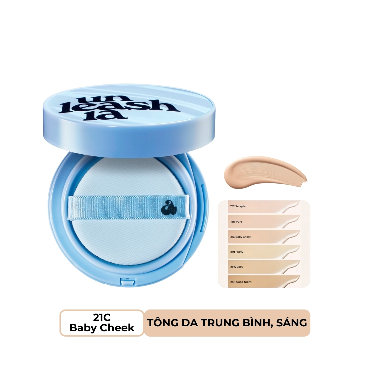 Phấn Nước Unleashia Babe Skin Baby Blue Cushion - 21C Baby Cheek