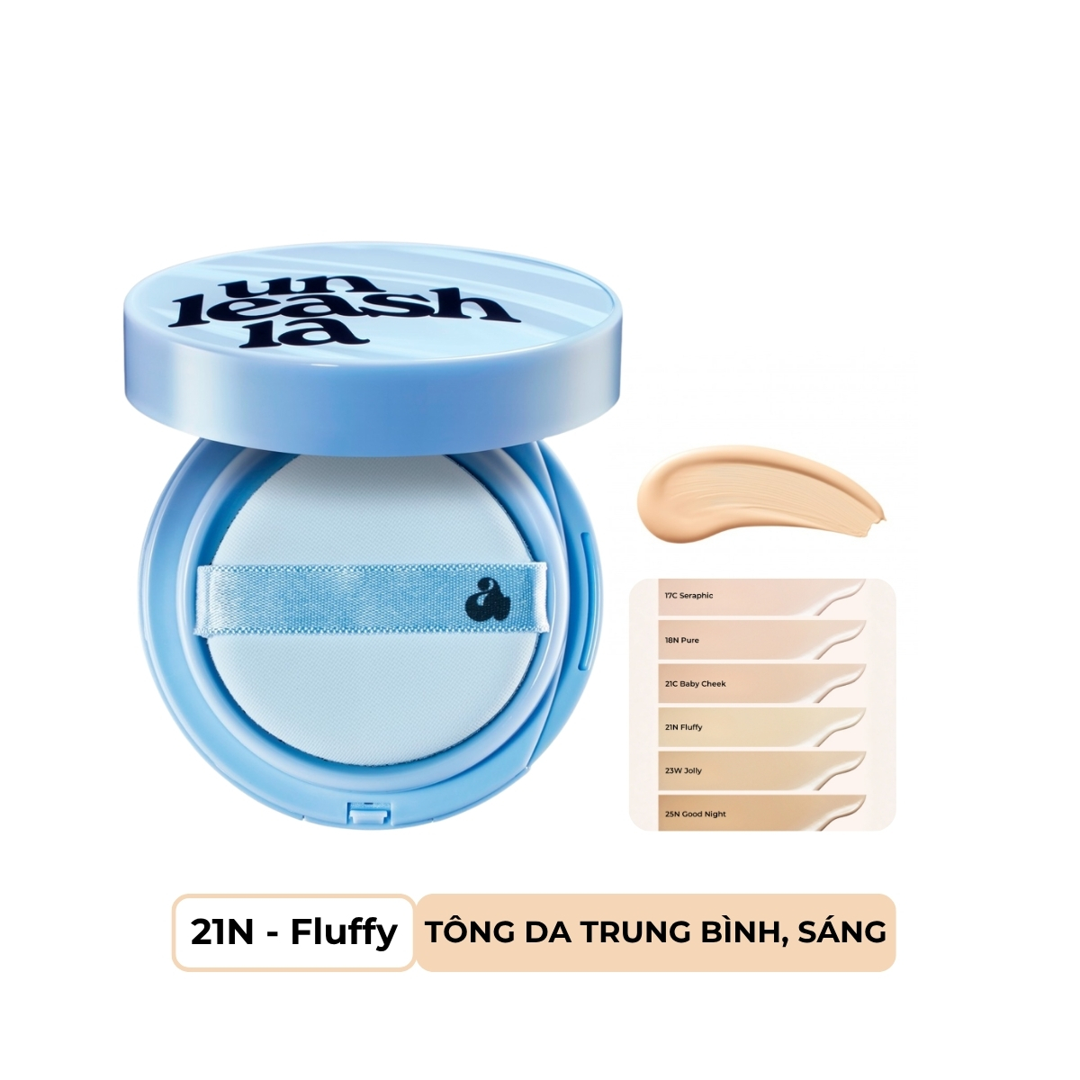 Phấn Nước Unleashia Babe Skin Baby Blue Cushion - 21N Fluffy