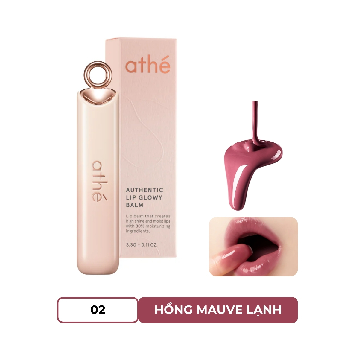 Son Dưỡng Athe Authentic Lip Glowy Balm #02 Flirt