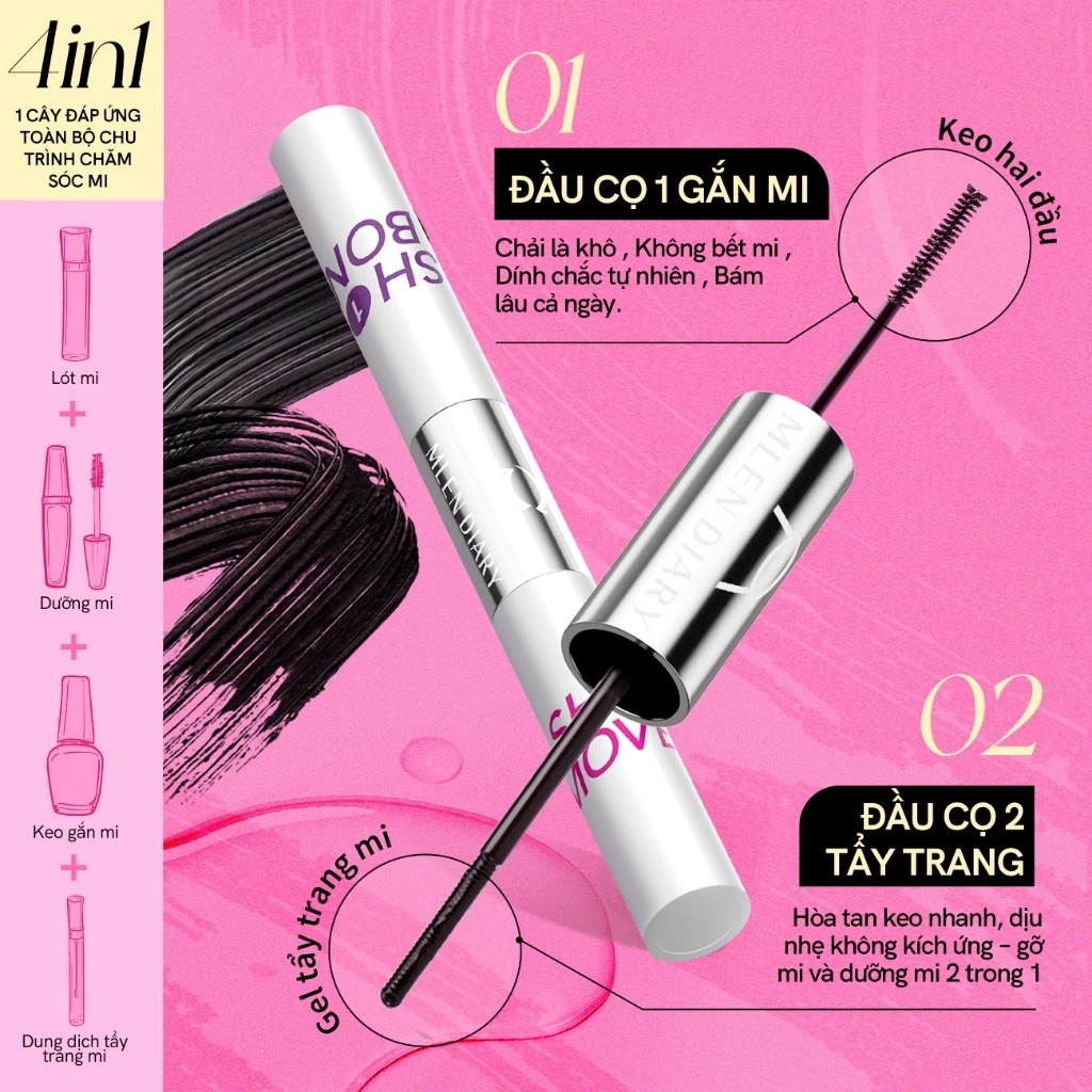 Keo Dán Mi Mlen Diary 2 đầu 4in1 Plus - Màu Đen