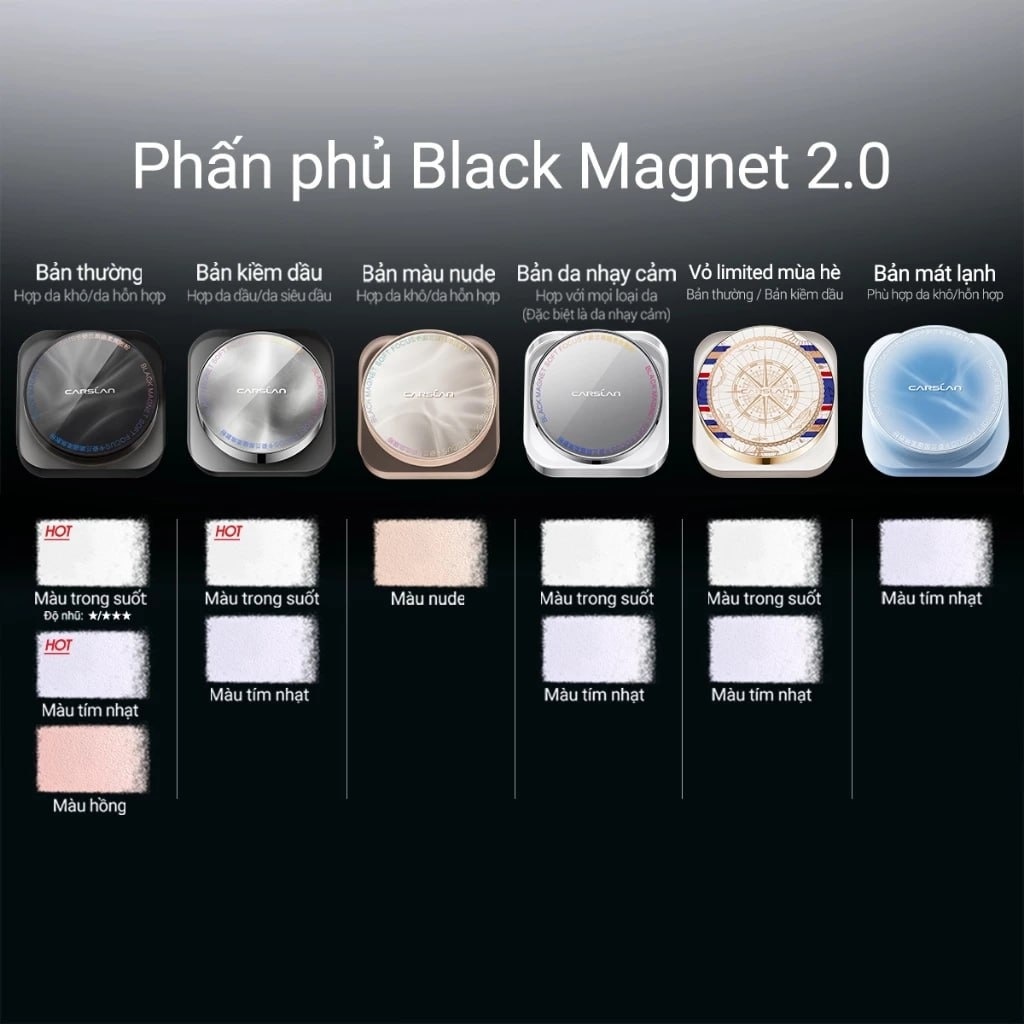 Phấn Phủ Carslan 2.0 Dạng Nén Black Magnet Soft Focus Powder #01 Trong Suốt (Phiên Bản Giới Hạn)