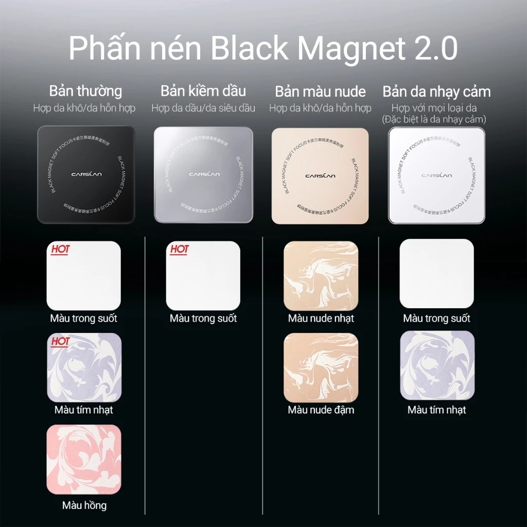 Phấn Phủ Carslan 2.0 Dạng Nén Black Magnet Soft Focus Powder #02 Siêu Kiềm Dầu