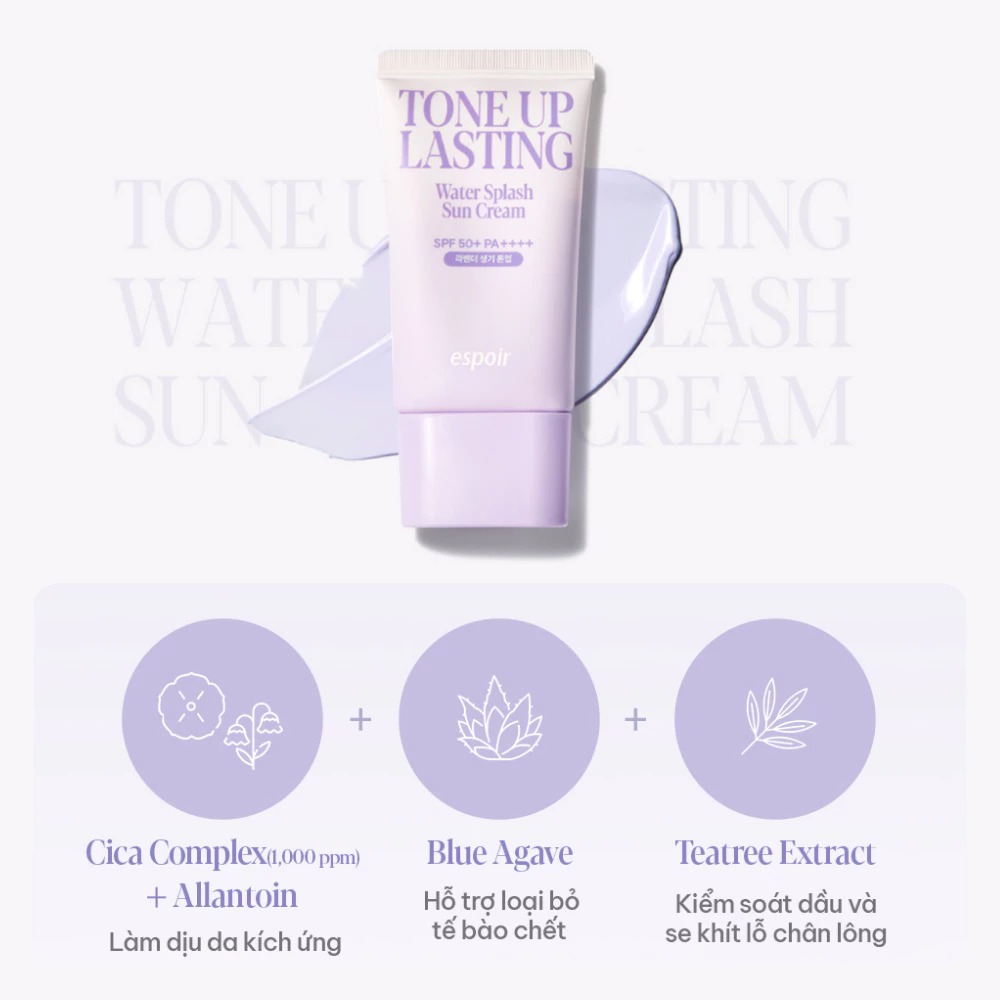 Kem Chống Nắng Espoir Water Splash Sun Cream Tone Up Lasting 50ml (Tím)