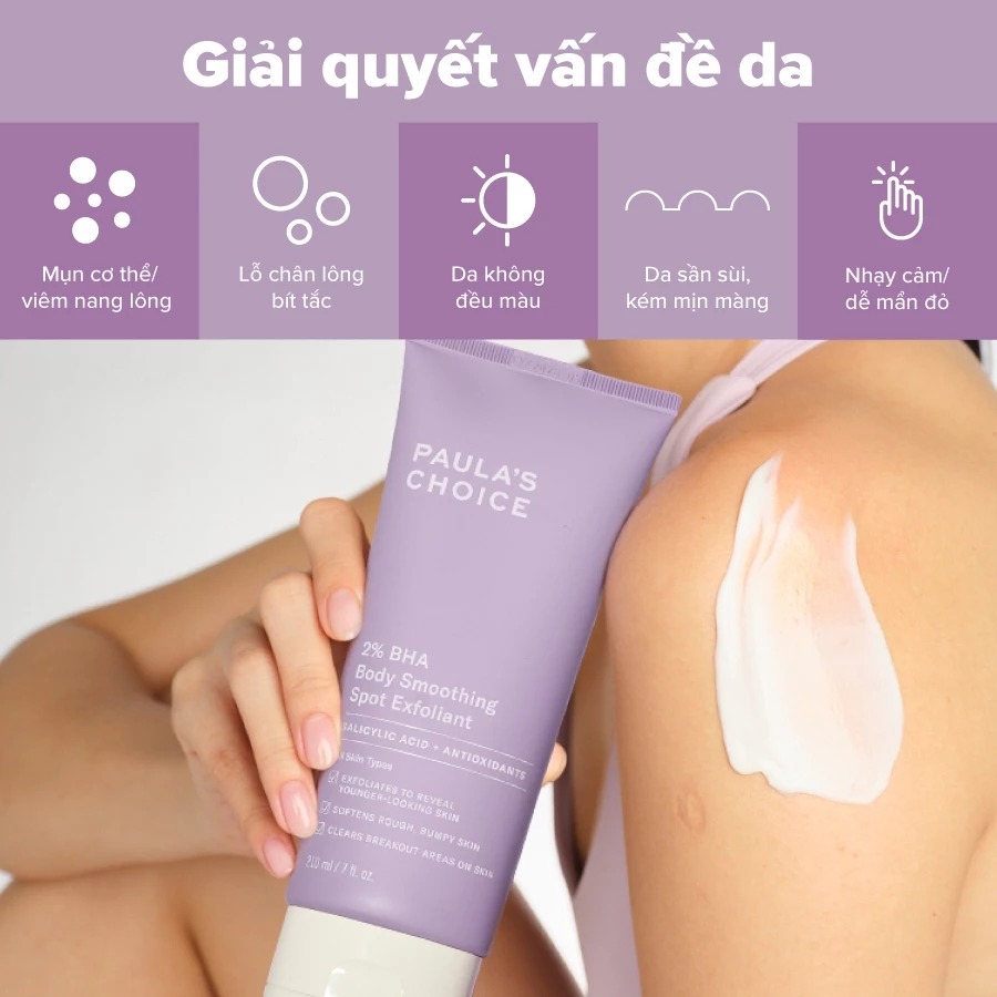Kem Dưỡng Thể Paula's Choice Hỗ Trợ Giảm Mụn Và Làm Mịn Da 2% BHA Body Smoothing Spot Exfoliant