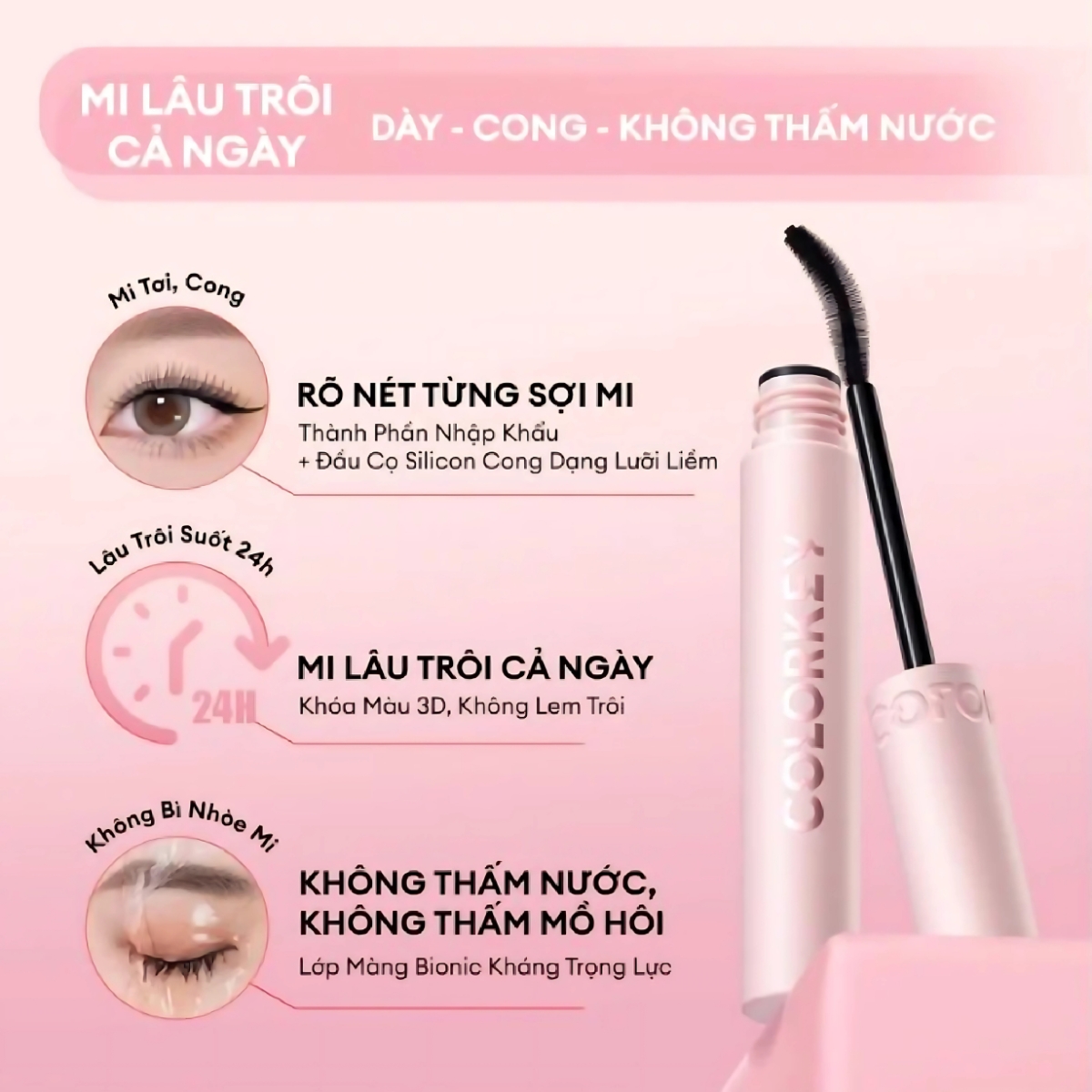Mascara Colorkey Volumizing & Curling Dài Và Cong Mi