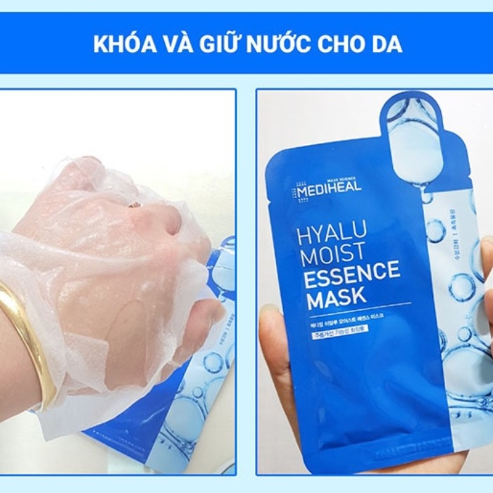 Mặt Nạ Mediheal Hyalu Moist Essence Mask - Xanh Dương (Túi 15 Miếng)