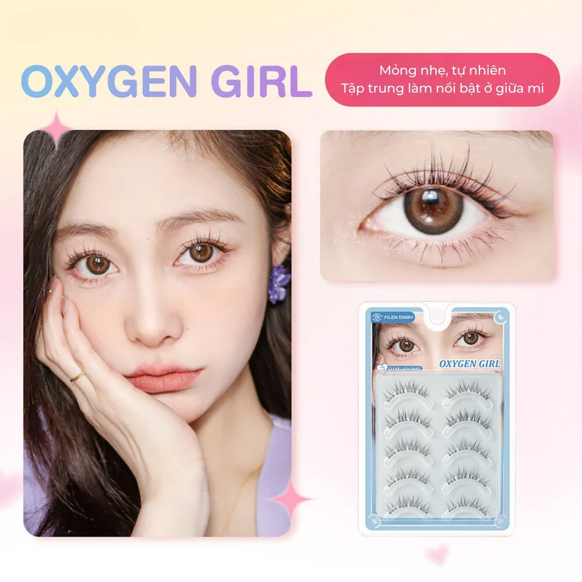 Mi Giả Mlen Diary Strips Lashes Giả Gân Trong Suốt - Oxygen Girl