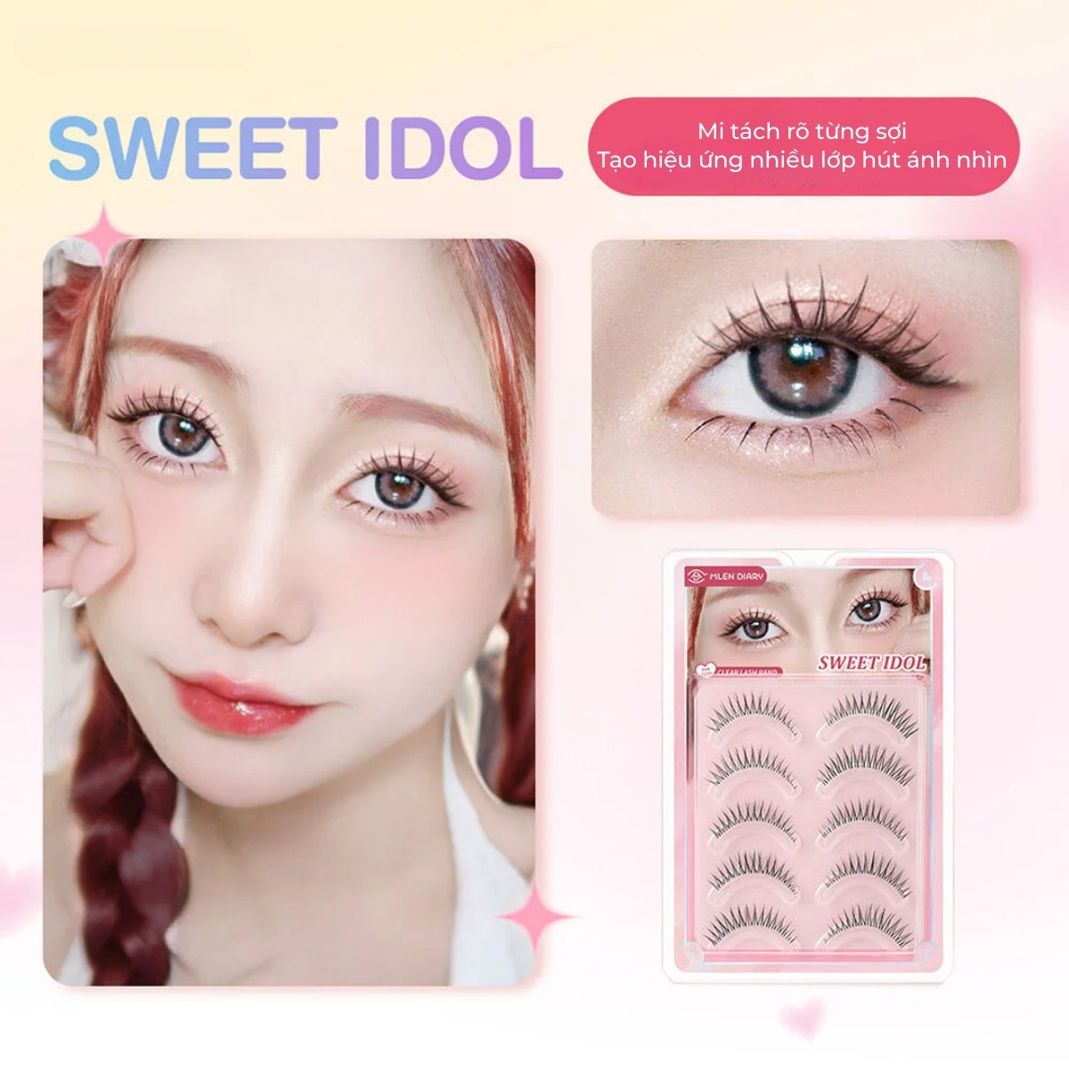 Mi Giả Mlen Diary Strips Lashes Giả Gân Trong Suốt - Sweet Idol