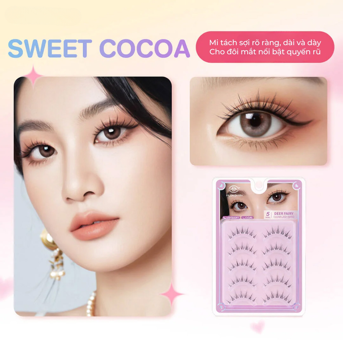 Mi Giả Mlen Diary Strips Lashes Giả Gân Trong Suốt - Sweet Cocoa
