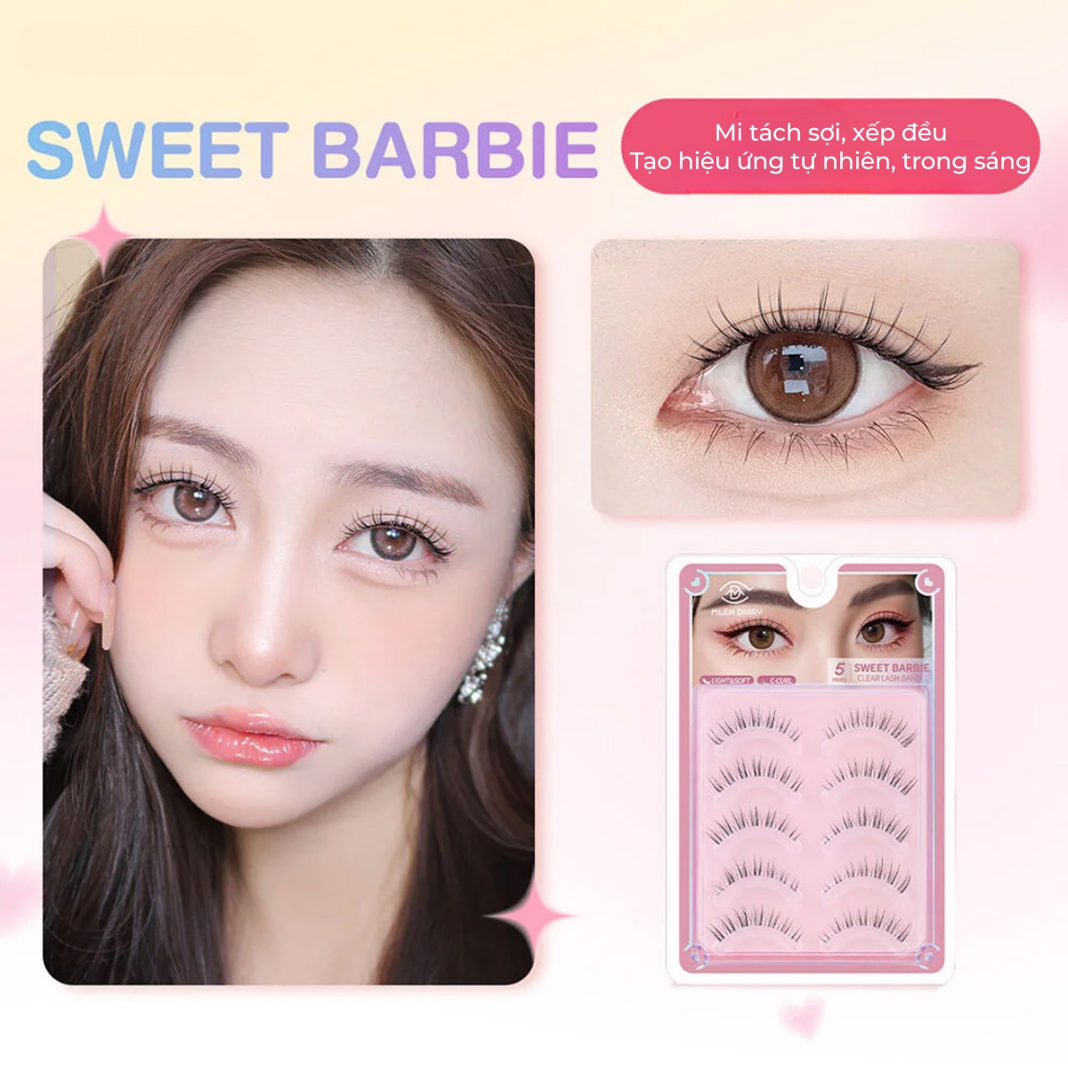 Mi Giả Mlen Diary Strips Lashes Giả Gân Trong Suốt - Sweet Barbie