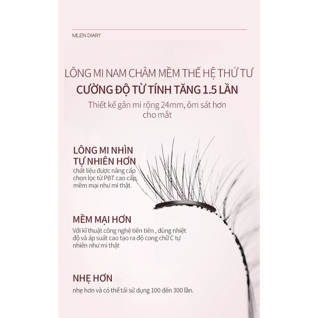 Mi Giả Mlen Diary Nam Châm Từ Tính - Mi Tự Nhiên