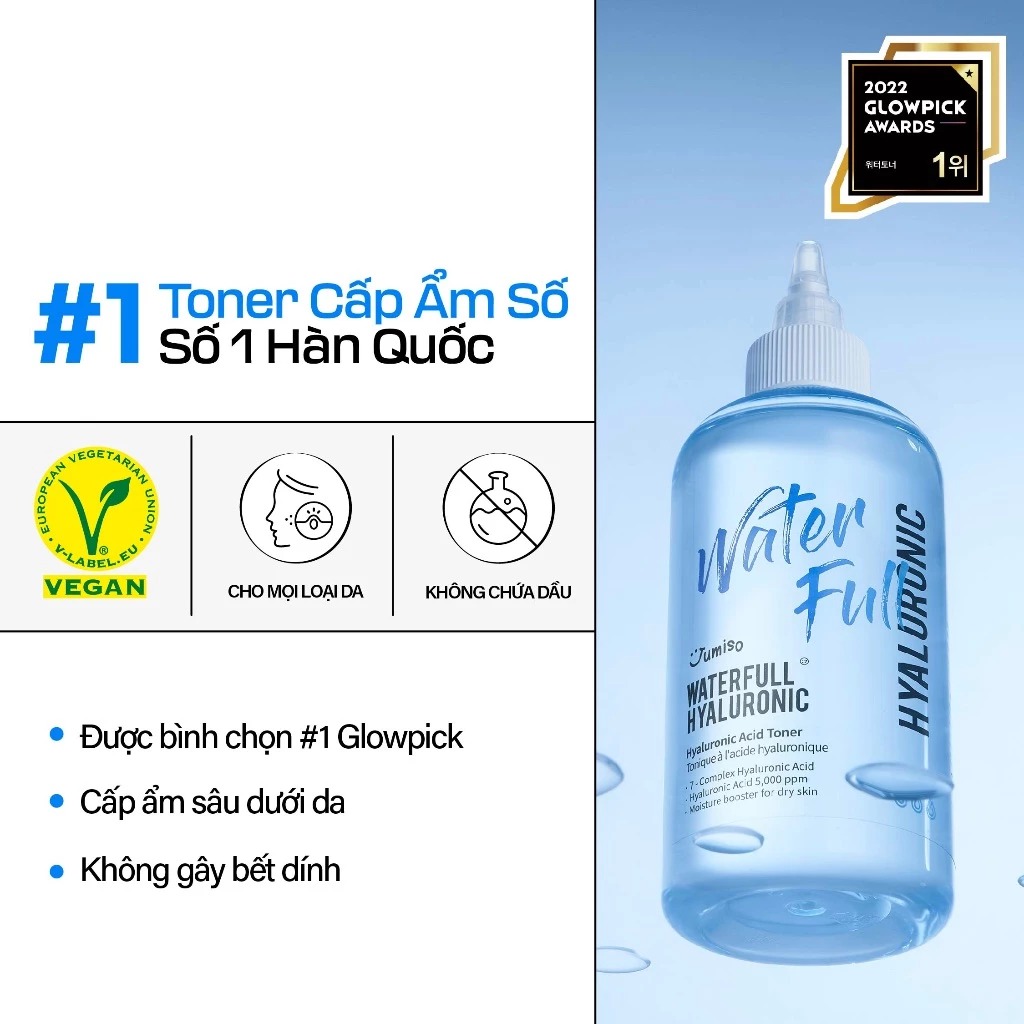 Nước Hoa Hồng Jumiso Cấp Ẩm Waterfull Hyaluronic Acid Toner 250ml