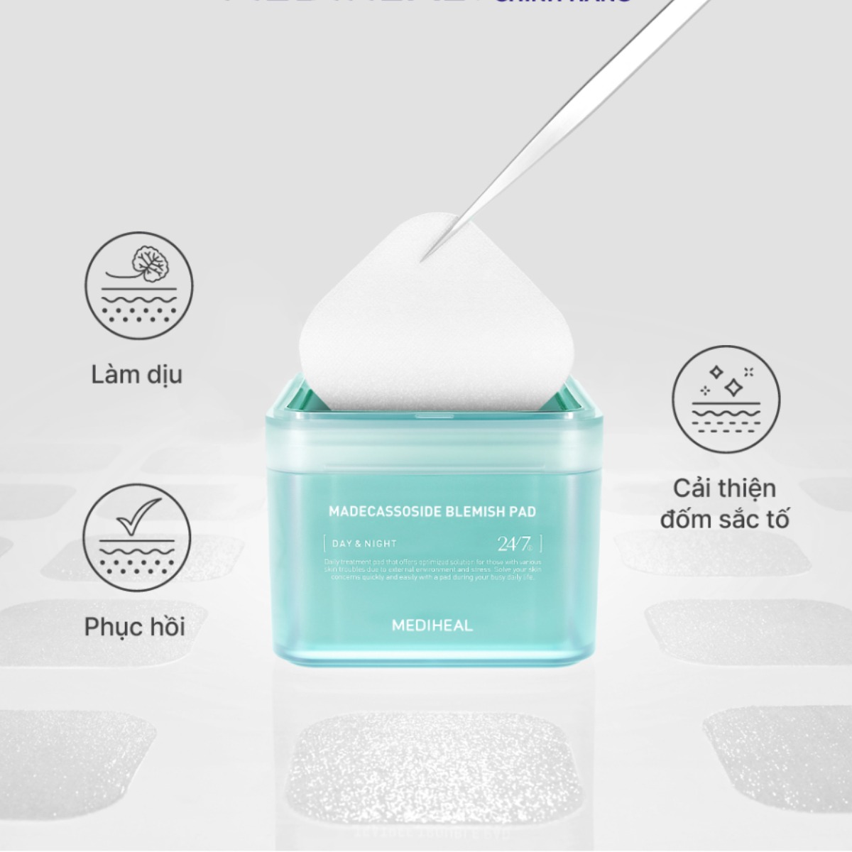 Nước Hoa Hồng Mediheal Dạng Miếng Toner Pad Madecassoside Blemish Pad - Xanh ngọc (100 miếng)