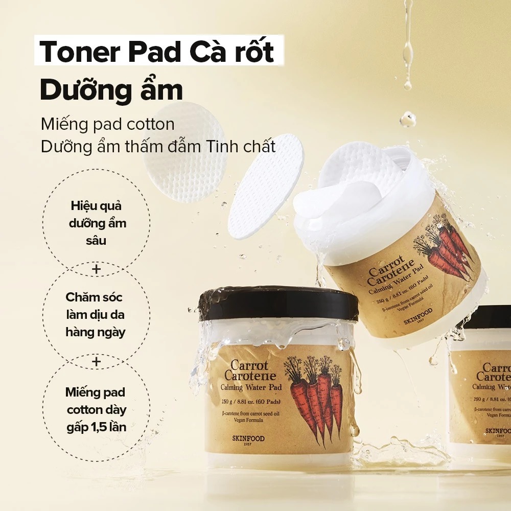 Nước Hoa Hồng Skinfood Dạng Miếng Carrot Carotene Calming Water Pad